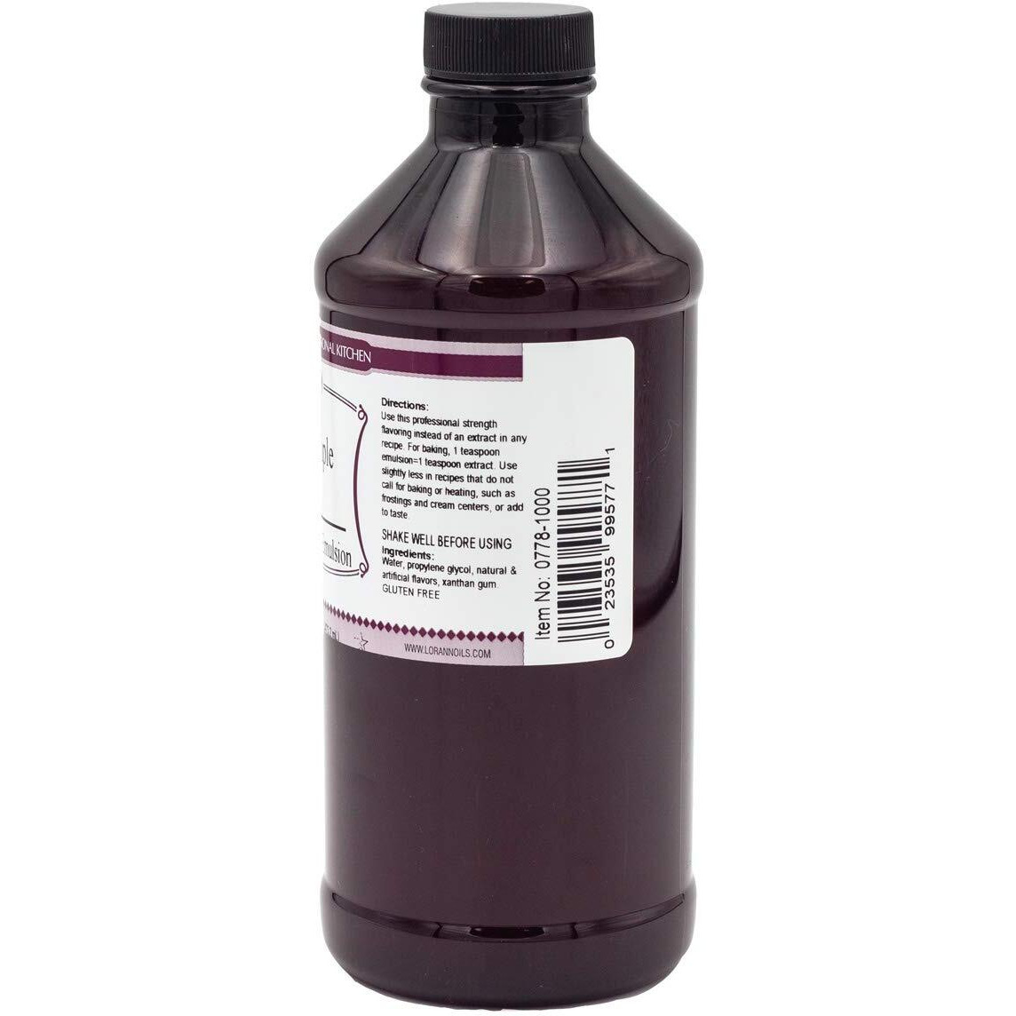 Lorann Oils Maple Bakery Emulsion True Essence, Ideal For Boosting Fruit Tones In Cakes, Cookies & Desserts, Gluten-Free, Keto-Friendly, Extract Substitute Essential For Your Kitchen, 16 Oz
