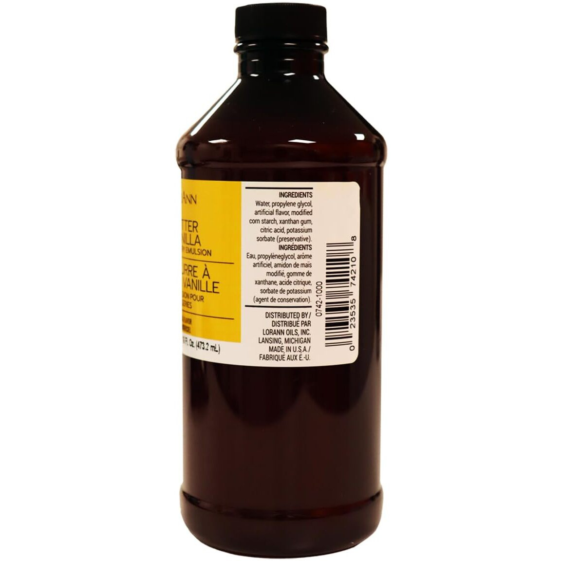 Lorann Oils Butter Vanilla Bakery Emulsion True Essence, Ideal For Boosting Fruit Tones In Cakes, Cookies & Desserts, Gluten-Free, Keto-Friendly, Extract Substitute Essential For Your Kitchen, 16 Oz