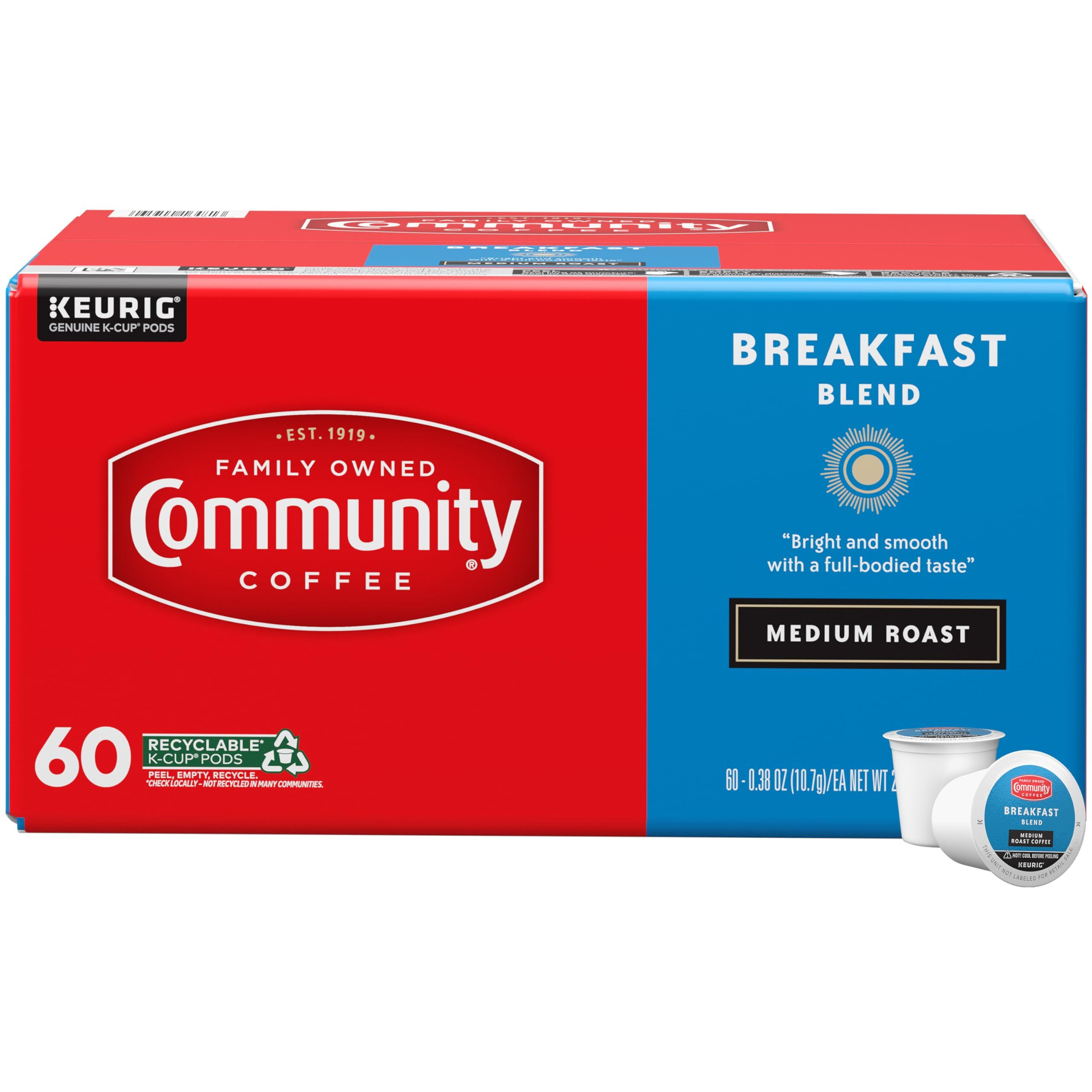 Community Coffee Breakfast Blend 60 Count Coffee Pods, Medium Roast, Compatible With Keurig 2.0 K-Cup Brewers, Box Of 60 Pods