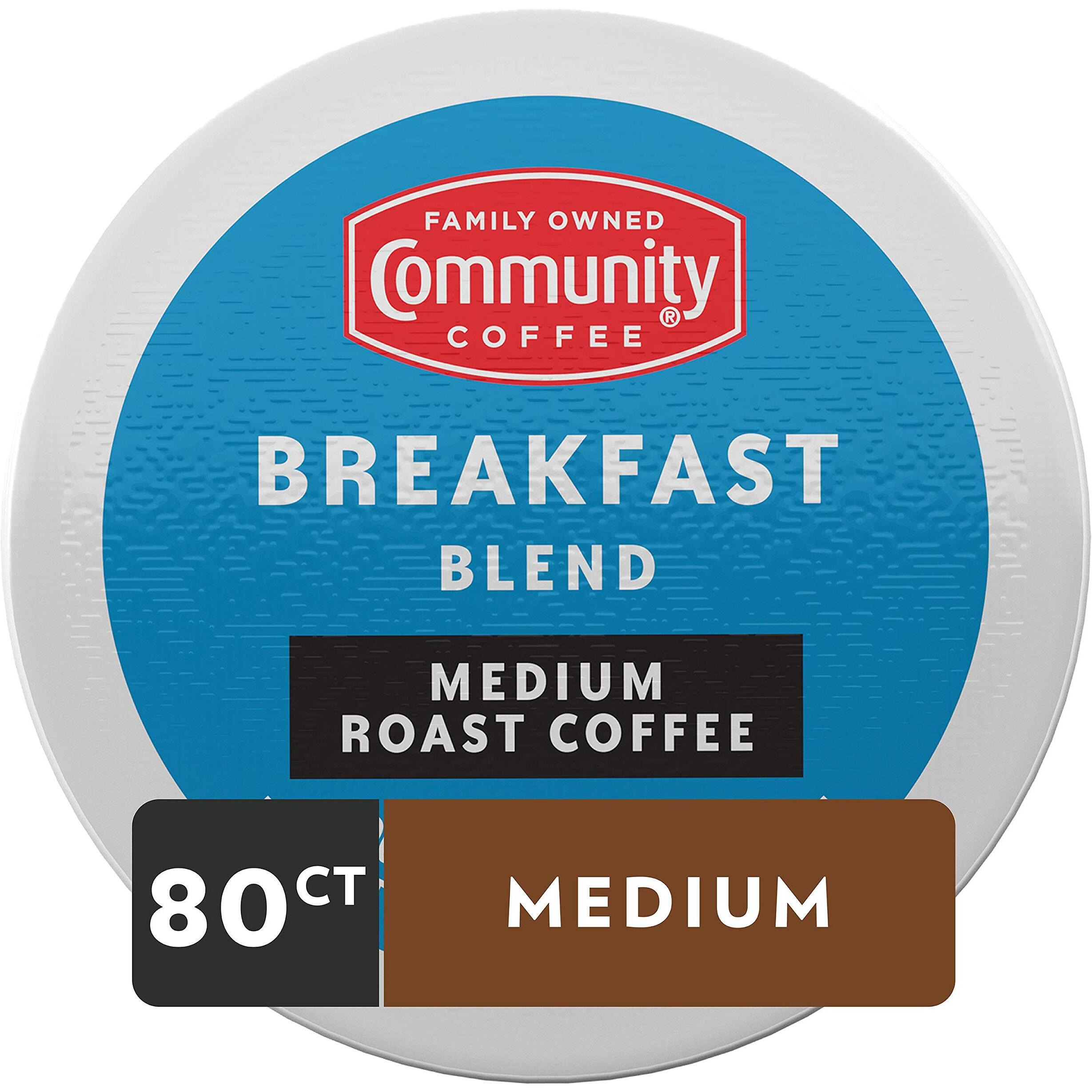 Community Coffee Breakfast Blend 80 Count Coffee Pods, Medium Roast, Compatible With Keurig 2.0 K-Cup Brewers, Box Of 80 Pods