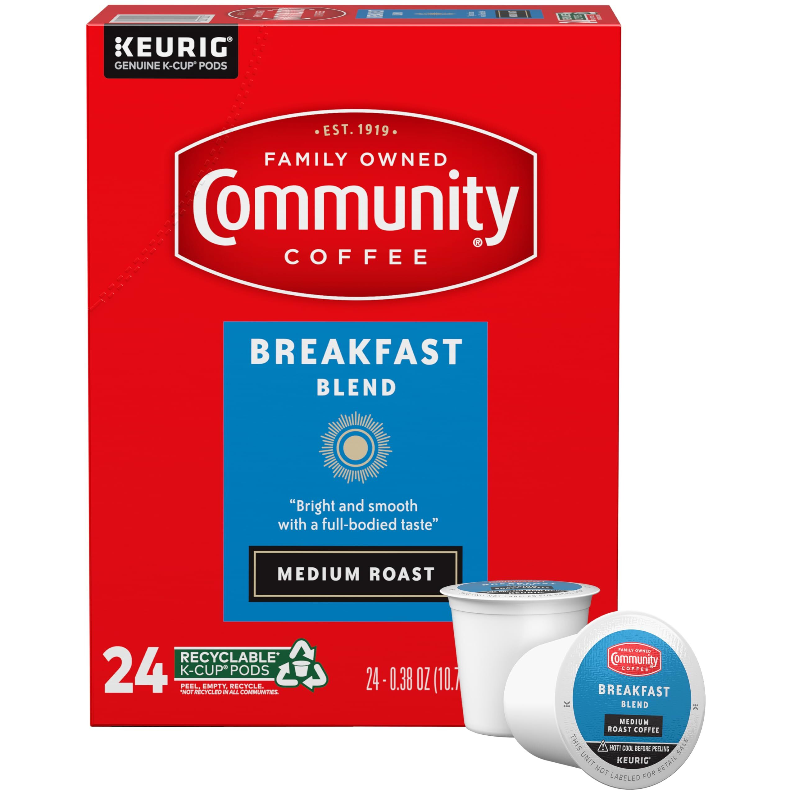 Community Coffee Breakfast Blend 24 Count Coffee Pods, Medium Roast, Compatible With Keurig 2.0 K-Cup Brewers, 24 Count (Pack Of 1)