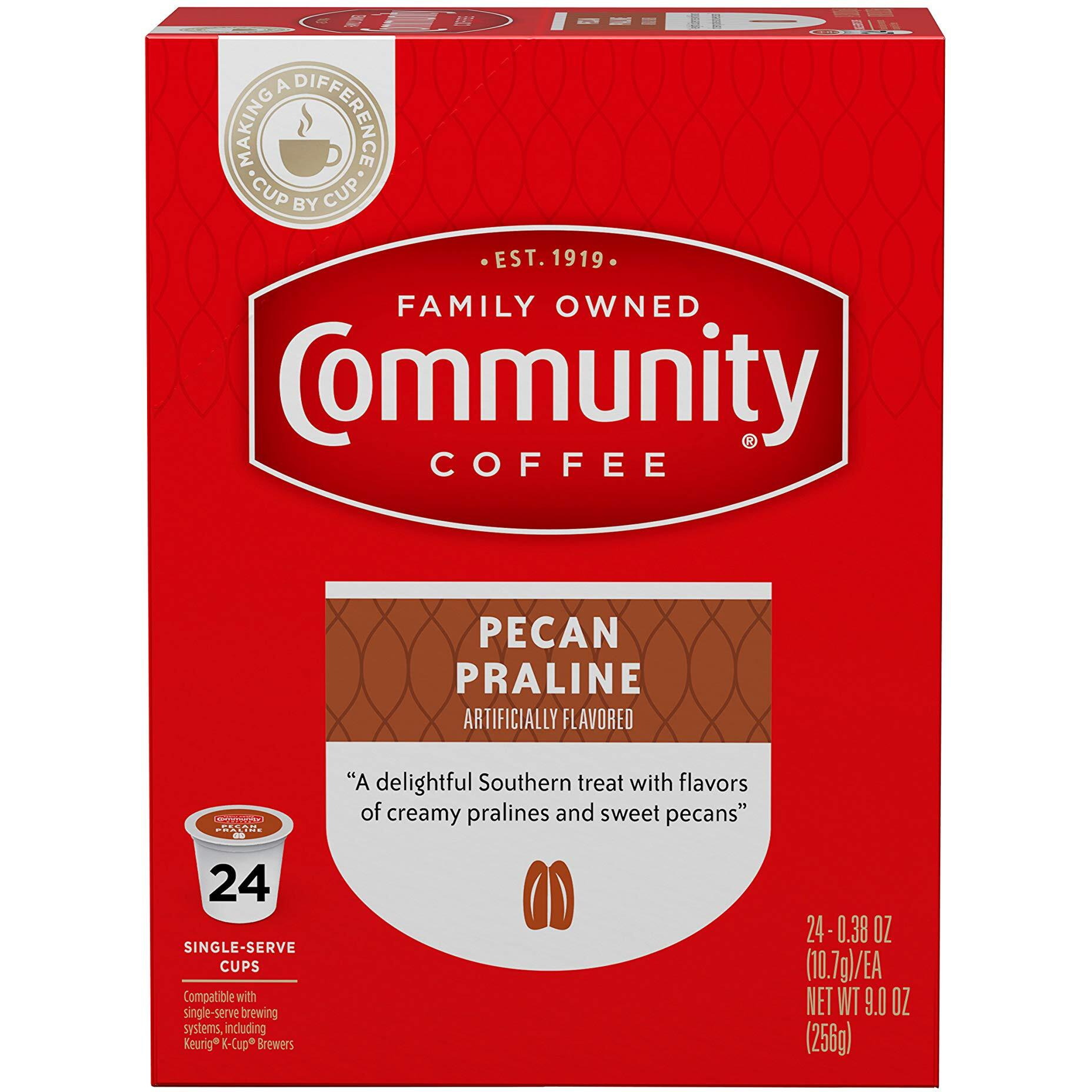 Community Coffee Pecan Praline Flavored 96 Count Coffee Pods, Medium Roast, Compatible With Keurig 2.0 K-Cup Brewers, 24 Count (Pack Of 4)