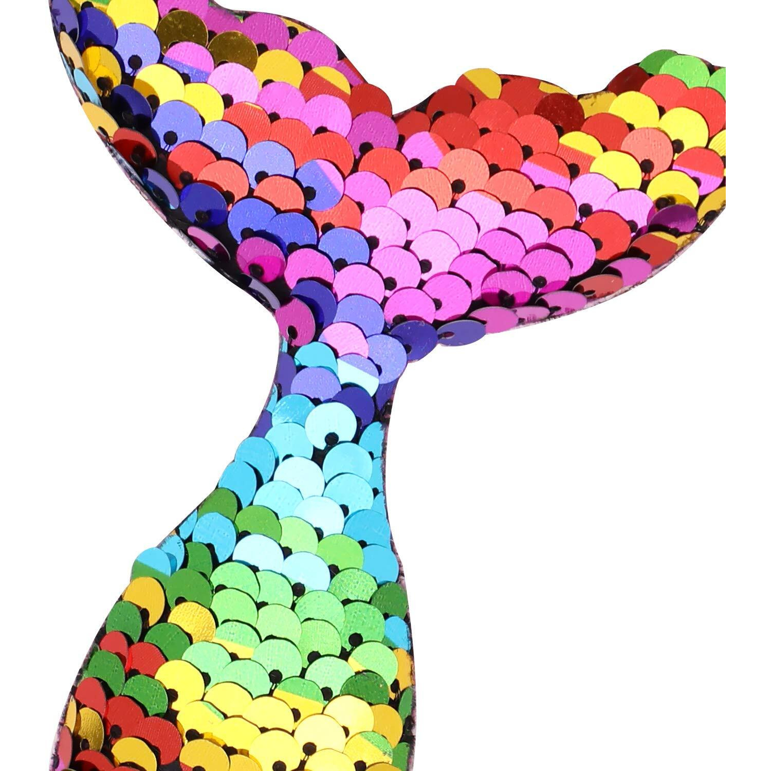 14 Pieces Mermaid Tail Cupcake Toppers Little Reversible Sequin Cupcake Picks Under The Sea Cake Decorations Birthday Toothpicks For Shower Wedding Party Favors Supplies, 7 Colors