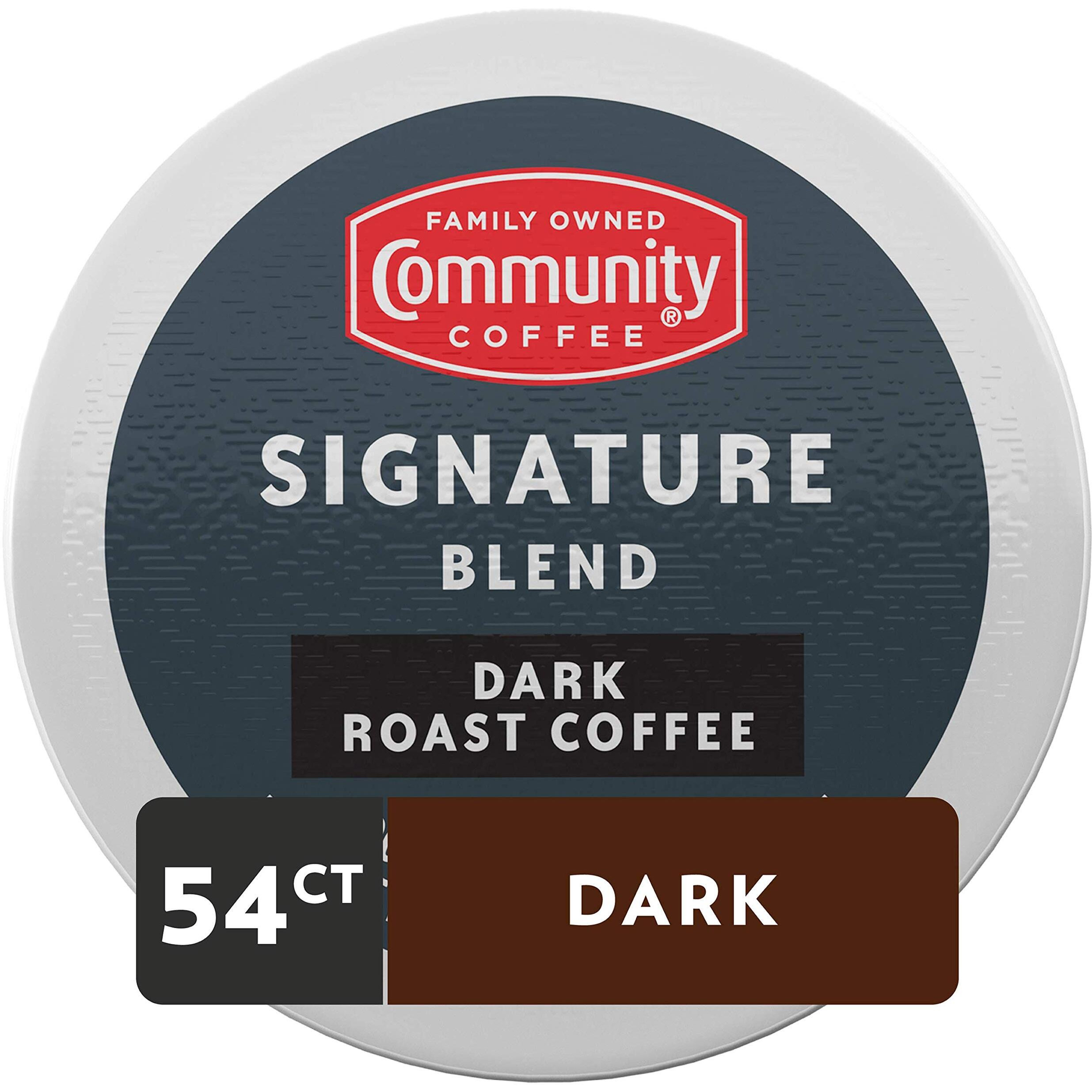 Community Coffee Signature Blend 54 Count Coffee Pods, Dark Roast, Compatible With Keurig 2.0 K-Cup Brewers, Box Of 54 Pods