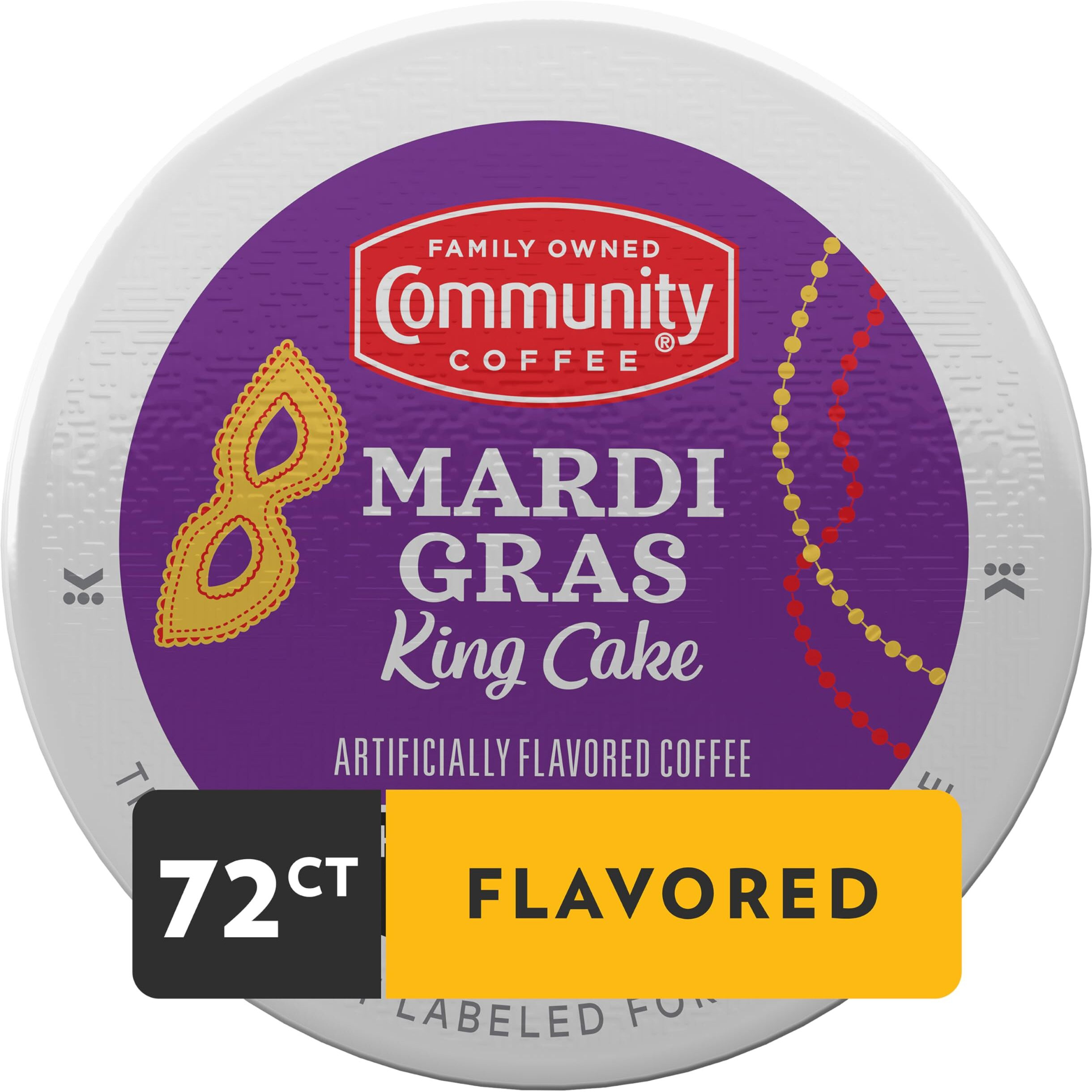 Community Coffee Mardi Gras King Cake Flavored 72 Count Coffee Pods, Medium Roast, Compatible With Keurig 2.0 K-Cup Brewers (Pack Of 6, 72 Count)