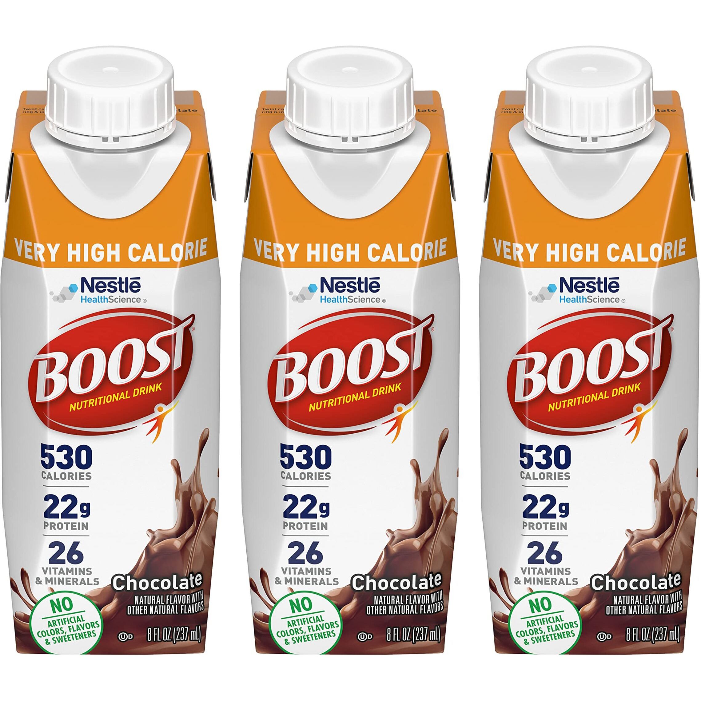 Boost Very High Calorie Nutritional Drink Very Vanilla, Made With Natural Chocolate Flavor & No Artificial Flavors, Colors & Sweeteners, 8 Fl Oz (Pack Of 3)