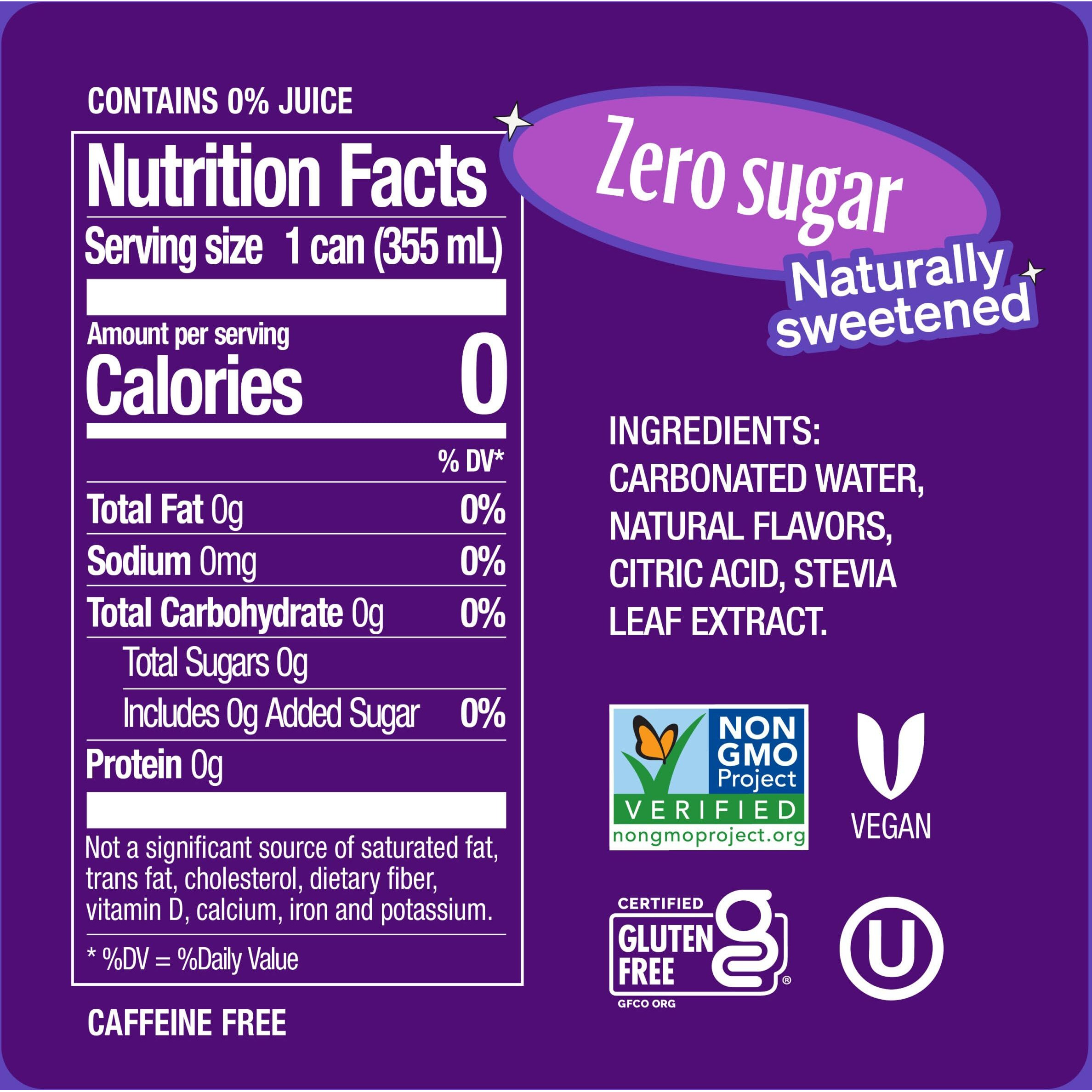 Zevia Zero Sugar Soda, Grape, 16 Oz Cans (12-Pack) - Naturally Sweetened, Non-Gmo Project Verified, Gluten-Free, Vegan