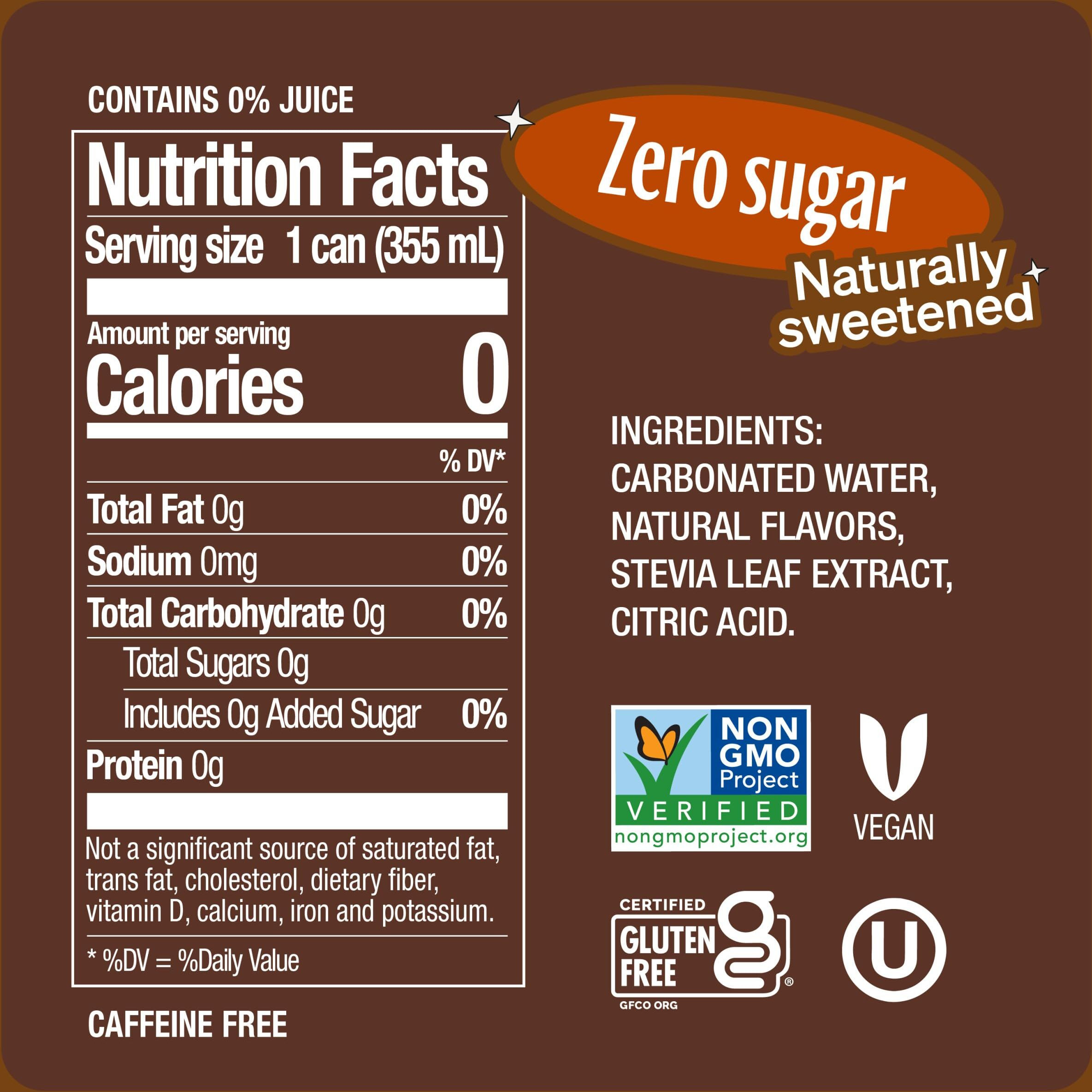 Zevia Zero Sugar Soda, Ginger Root Beer, 12 Oz Cans (24-Pack) - Naturally Sweetened, Zero Calorie Sugar Free Soda - Non-Gmo Project Verified, Gluten-Free, Vegan