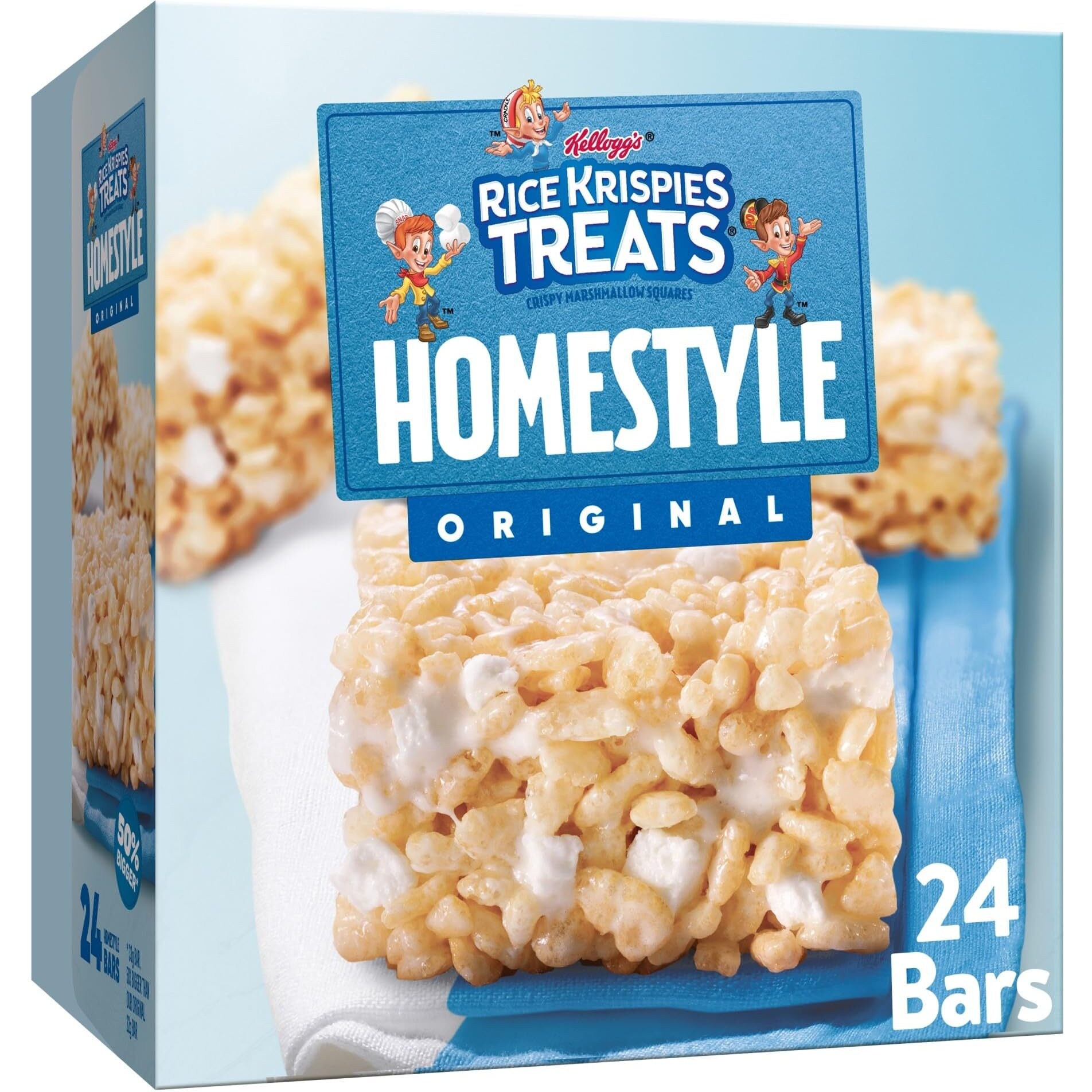 Rice Krispies Treats Homestyle Marshmallow Snack Bars, Kids Snacks, Lunch Snacks, Original, 27.9Oz Box (24 Bars)