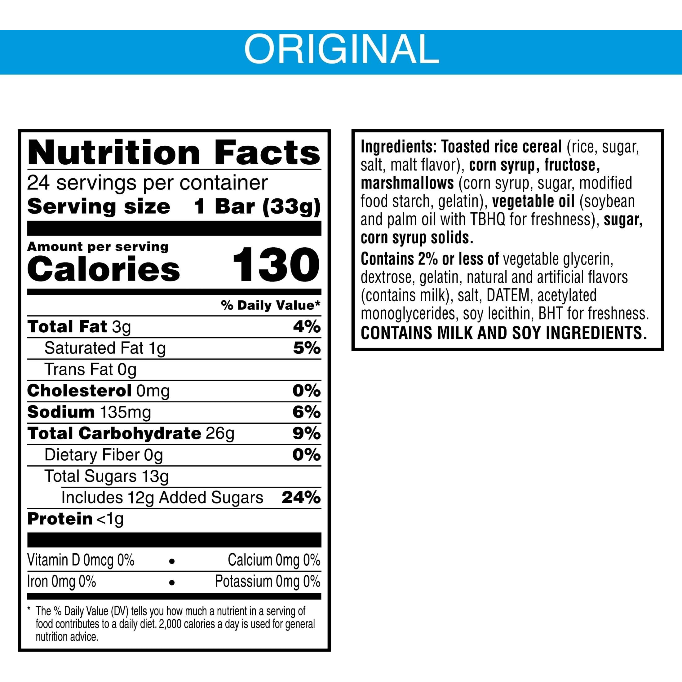 Rice Krispies Treats Homestyle Marshmallow Snack Bars, Kids Snacks, Lunch Snacks, Original, 27.9Oz Box (24 Bars)