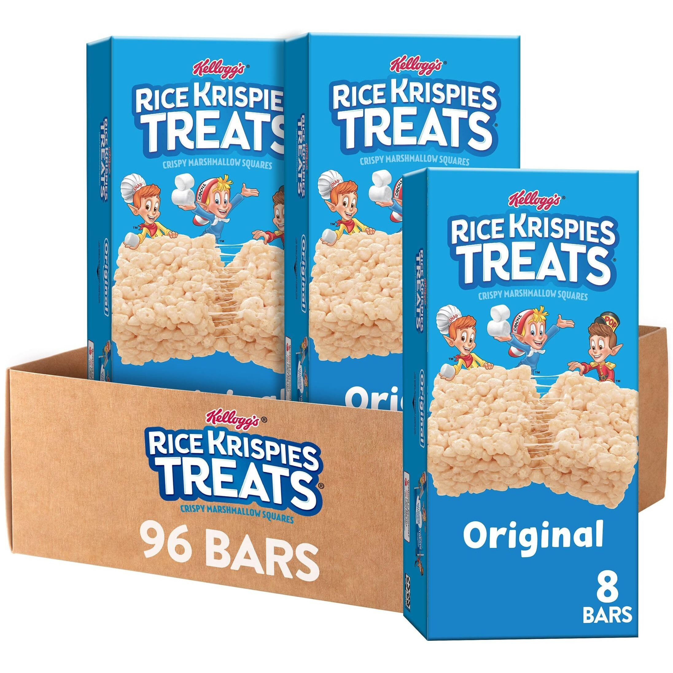 Rice Krispies Treats Crispy Marshmallow Squares, Kids Snacks, Cereal Bars, Original (96 Count)