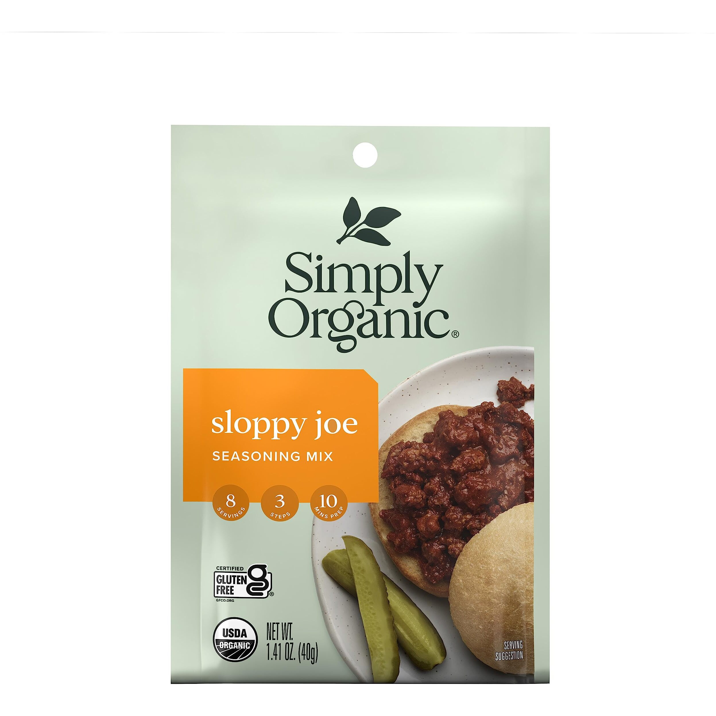 Simply Organic Sloppy Joe Seasoning Mix, 1.41 Ounce Packet, Tangy & Robust, Kosher, No Artificial Ingredients (Pack Of 12)