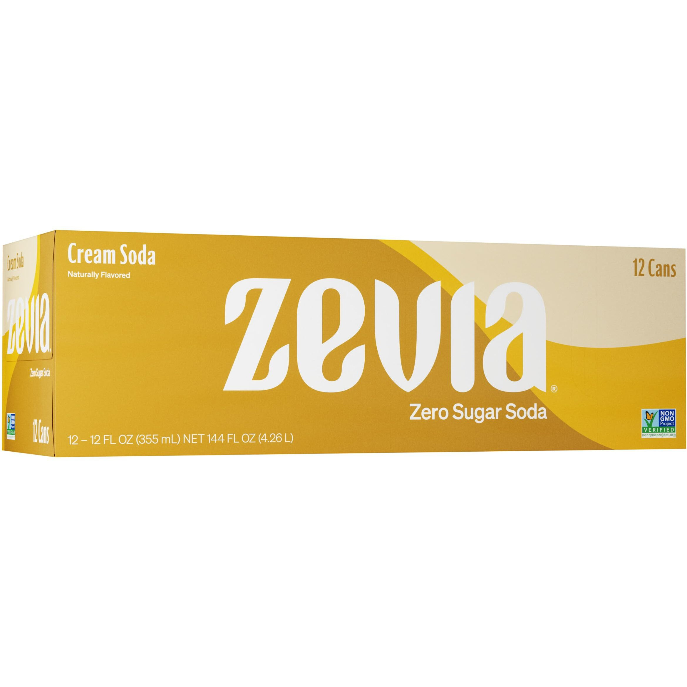Zevia Zero Sugar Soda, Cream Soda, 12 Ounce Cans (Pack Of 12)
