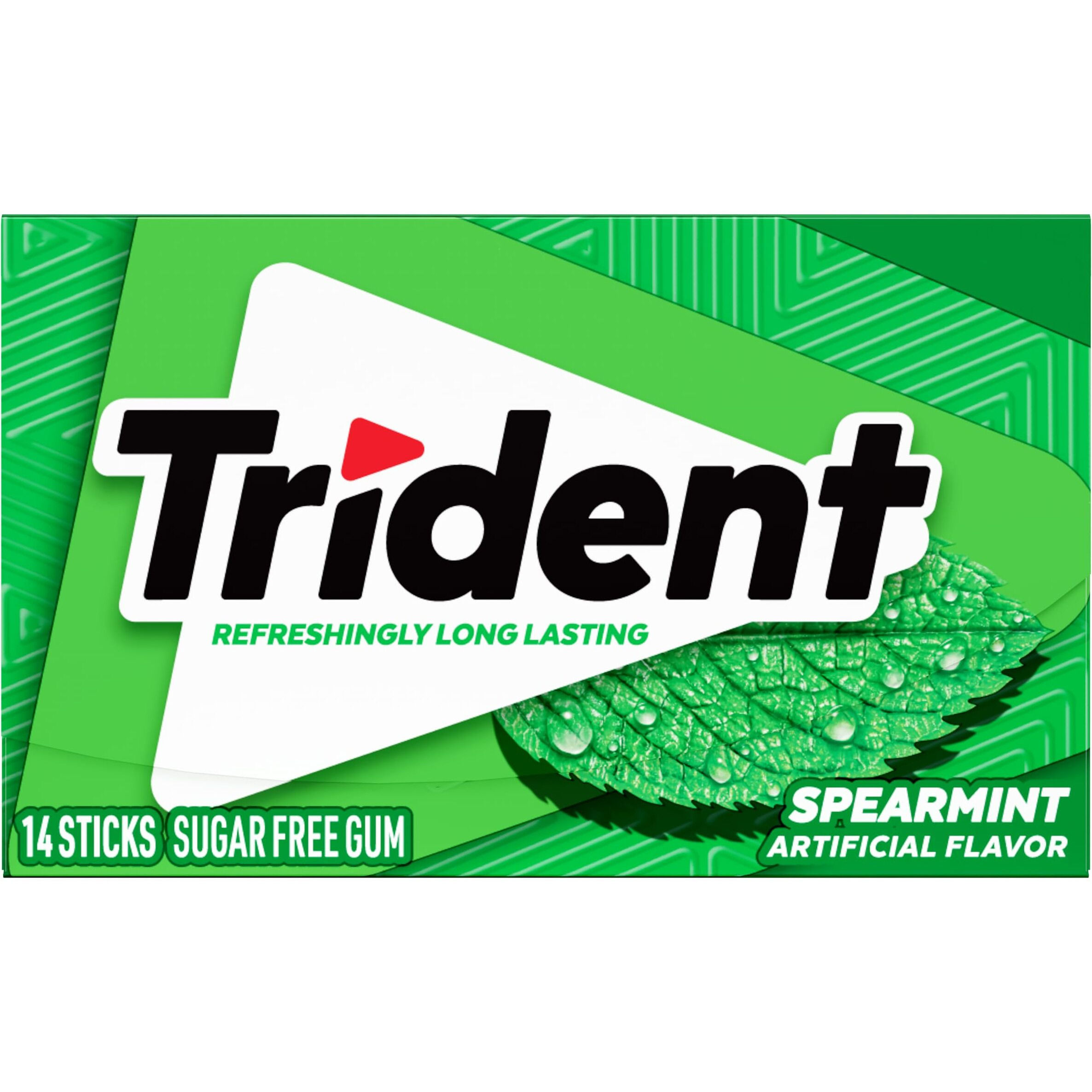 Trident Spearmint Sugar-Free Chewing Gum, 12 Packs Of 14 Pieces (168 Total Pieces)