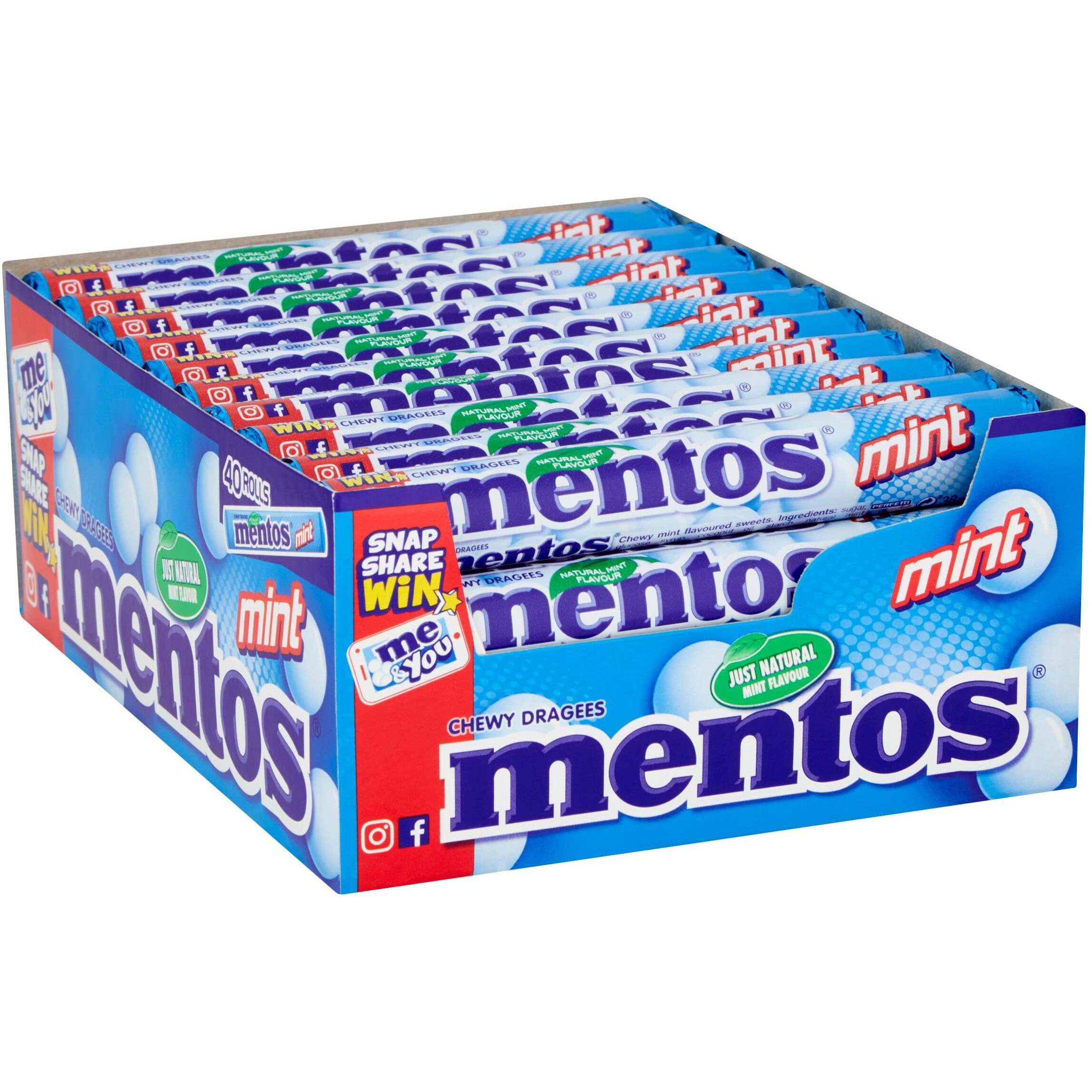 Mentos Mint Chewy Dragees 38 G (Pack Of 40)