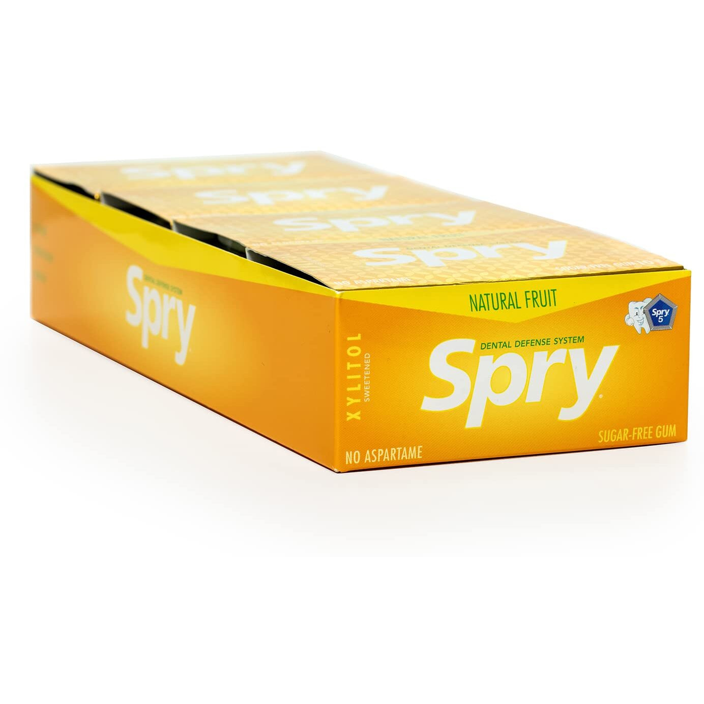 Spry Fresh Natural Xylitol Chewing Gum Dental Defense System - Aspartame-Free, Sugar-Free, Non-Gmo, Gluten-Free (Fresh Fruit, 10 Count Blister Cards - Pack Of 20)