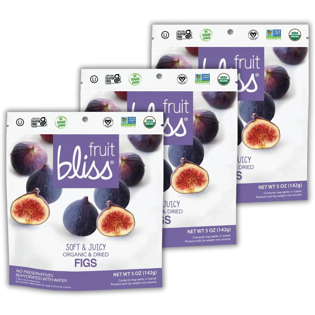 Organic Turkish Figs Dried Fruit Snacks, Sweet, Soft & Juicy Sun-Dried Figs - Healthy Snacks For On The Go - Organic Figs Treats Are Non-Gmo, Gluten-Free, Vegan Fig Snacks (3 Pack - 5 Oz. Each)