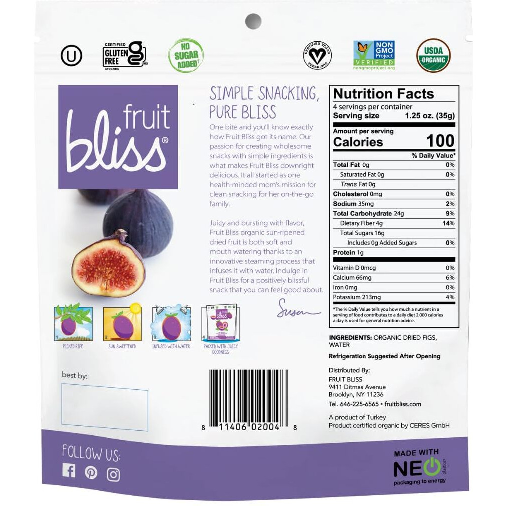 Organic Turkish Figs Dried Fruit Snacks, Sweet, Soft & Juicy Sun-Dried Figs - Healthy Snacks For On The Go - Organic Figs Treats Are Non-Gmo, Gluten-Free, Vegan Fig Snacks (3 Pack - 5 Oz. Each)