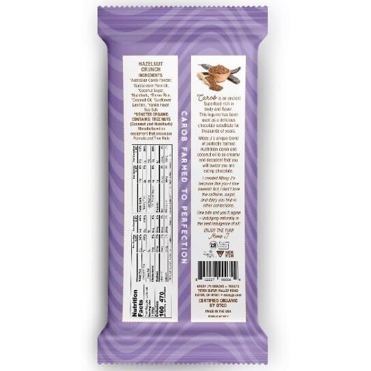 Missy J's Organic Carob Bars Hazelnut 3 Oz 6 Pack, Made With Coconut Sugar, Vegan, Gluten And Caffeine Free, Healthy Substitute For Chocolate, Perfect For Snacks And Treats
