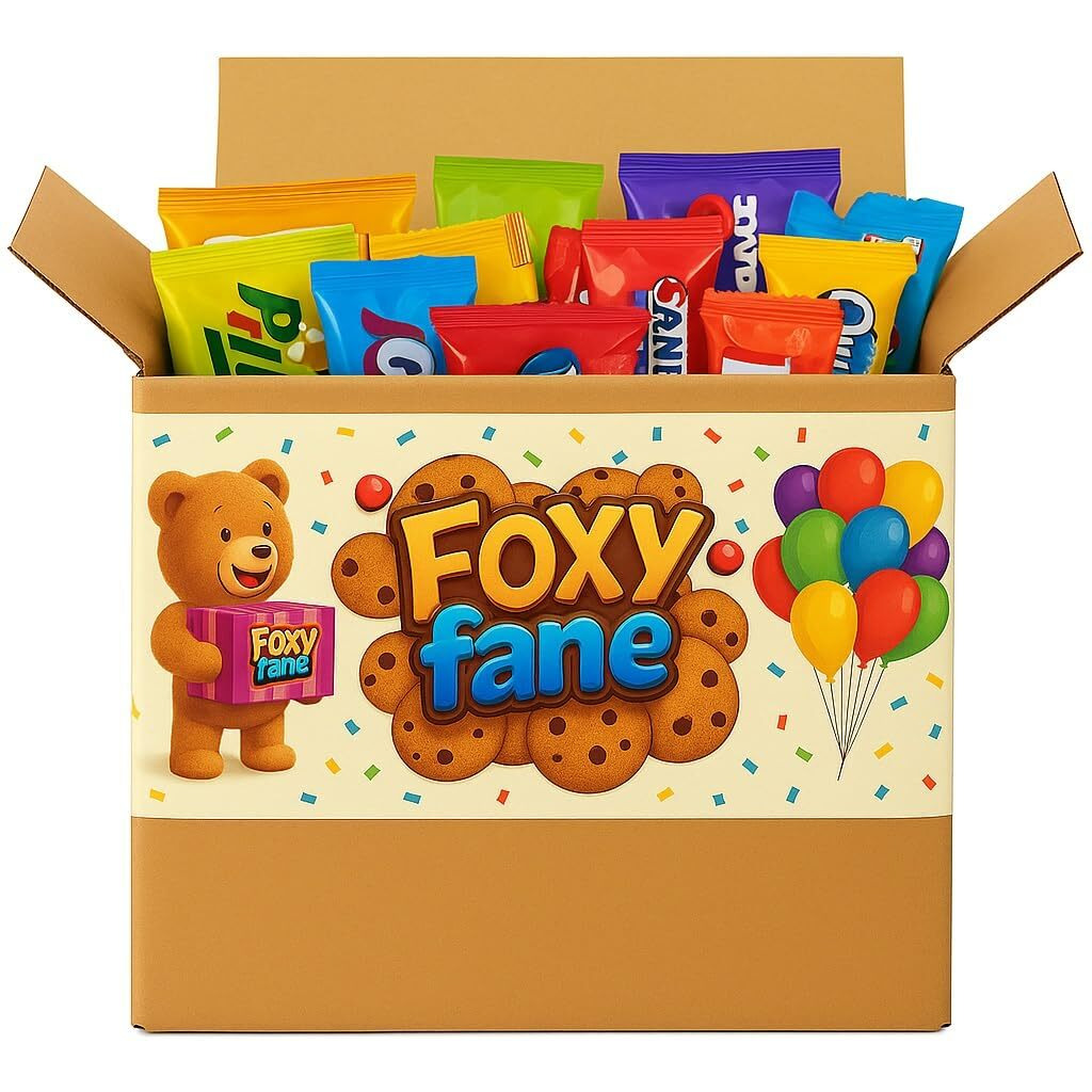 Foxy Fane 120 Count Deluxe Snack Box - Ultimate Gift Care Package With Variety Assortment Of Crackers, Cookies, Candy, Chips & Other Snacks - Bulk Bundle Of Delicious Treats (120 Snacks)