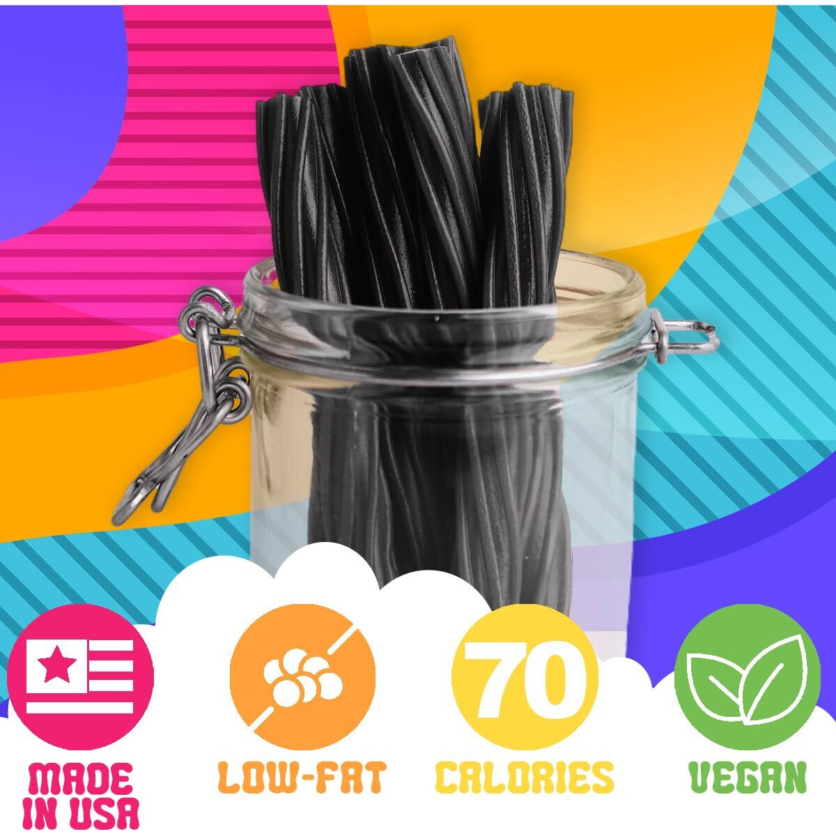 Amish Good Gourmet Licorice Twist Candy - Premium Sweet & Chewy Treat, Jumbo Black Licorice Twist Perfect Snack Under 100 Calories (2 Pack)