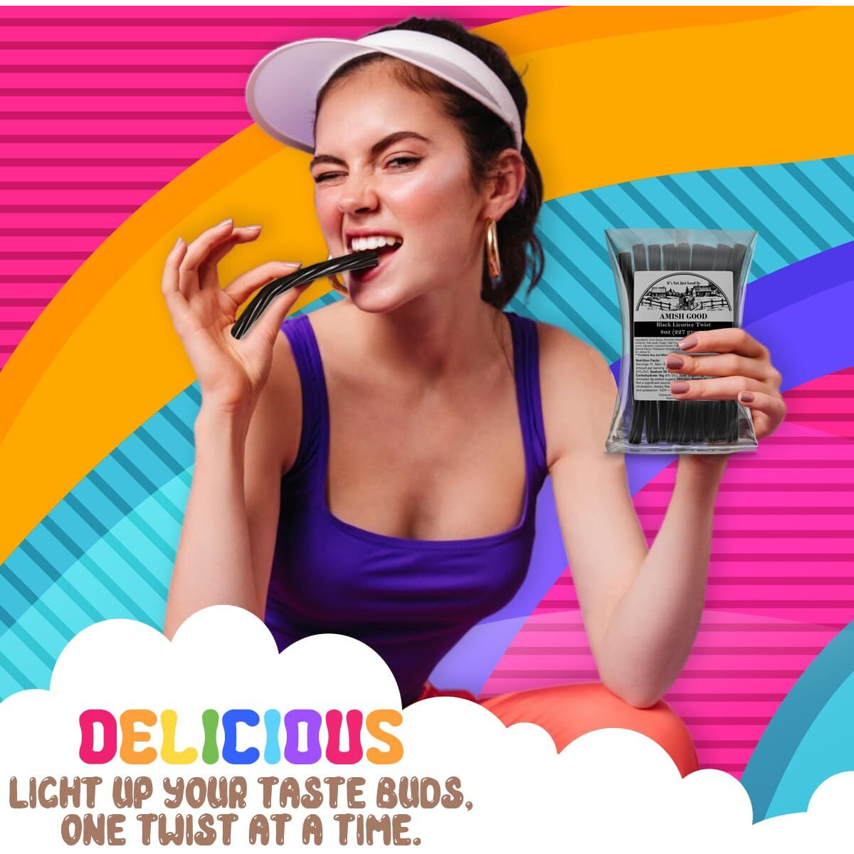 Amish Good Gourmet Licorice Twist Candy - Premium Sweet & Chewy Treat, Jumbo Black Licorice Twist Perfect Snack Under 100 Calories (2 Pack)