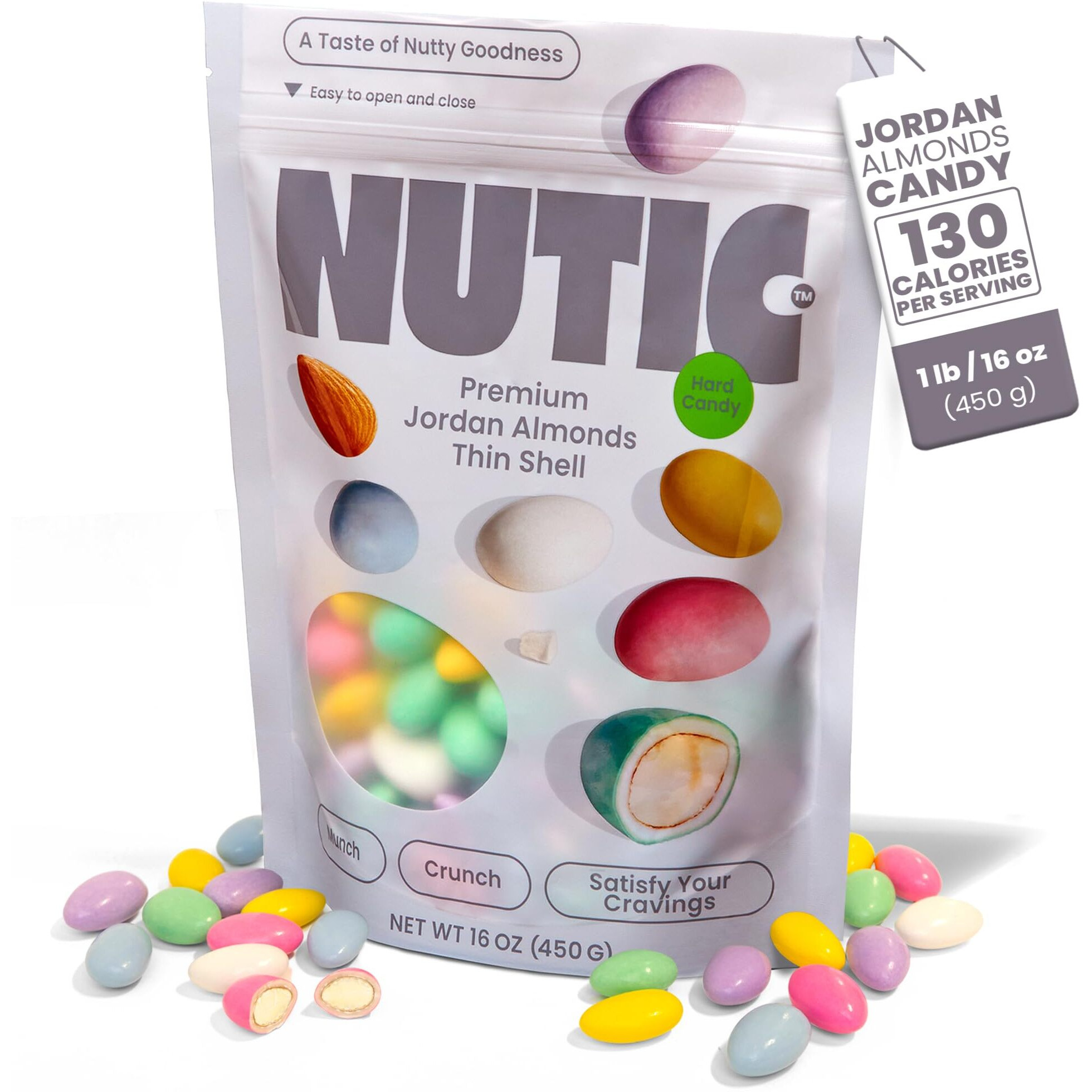 Nutic | Thin Shell | Premium Jordan Almonds Candy - 1Lb, Wedding & Easter Italian Confetti Treat, Skinny Dipped, Pastel Colors, Assorted Colors, Made In Usa - (Pack Of 1)