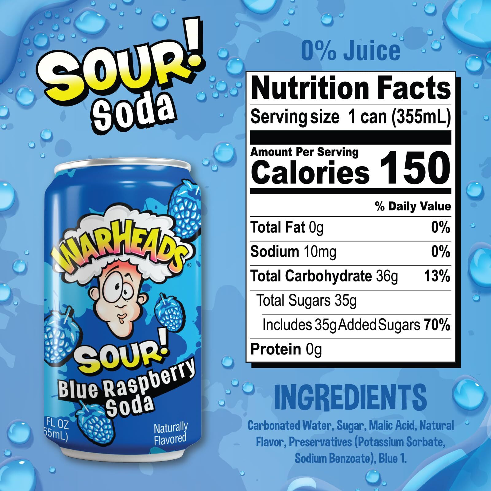 Sour Fruity Soda With Classic Warheads Flavors - Perfectly Balanced Sweet And Sour Soda - Warheads Candy Throwback Treat, Soda, Cocktail Mixer, Pack Of 12, 12Oz Cans (Variety Pack)