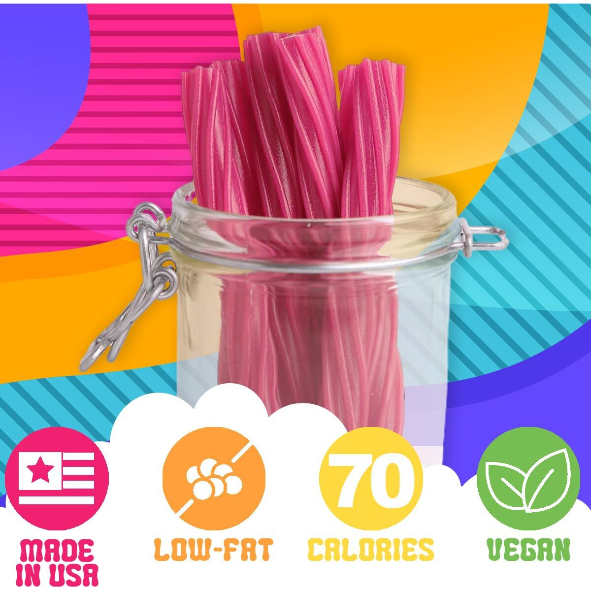 Amish Good Gourmet Licorice Twist Candy - Premium Sweet & Chewy Treat, Watermelon Jumbo Licorice Twist Perfect Snack Under 100 Calories (2 Pack)