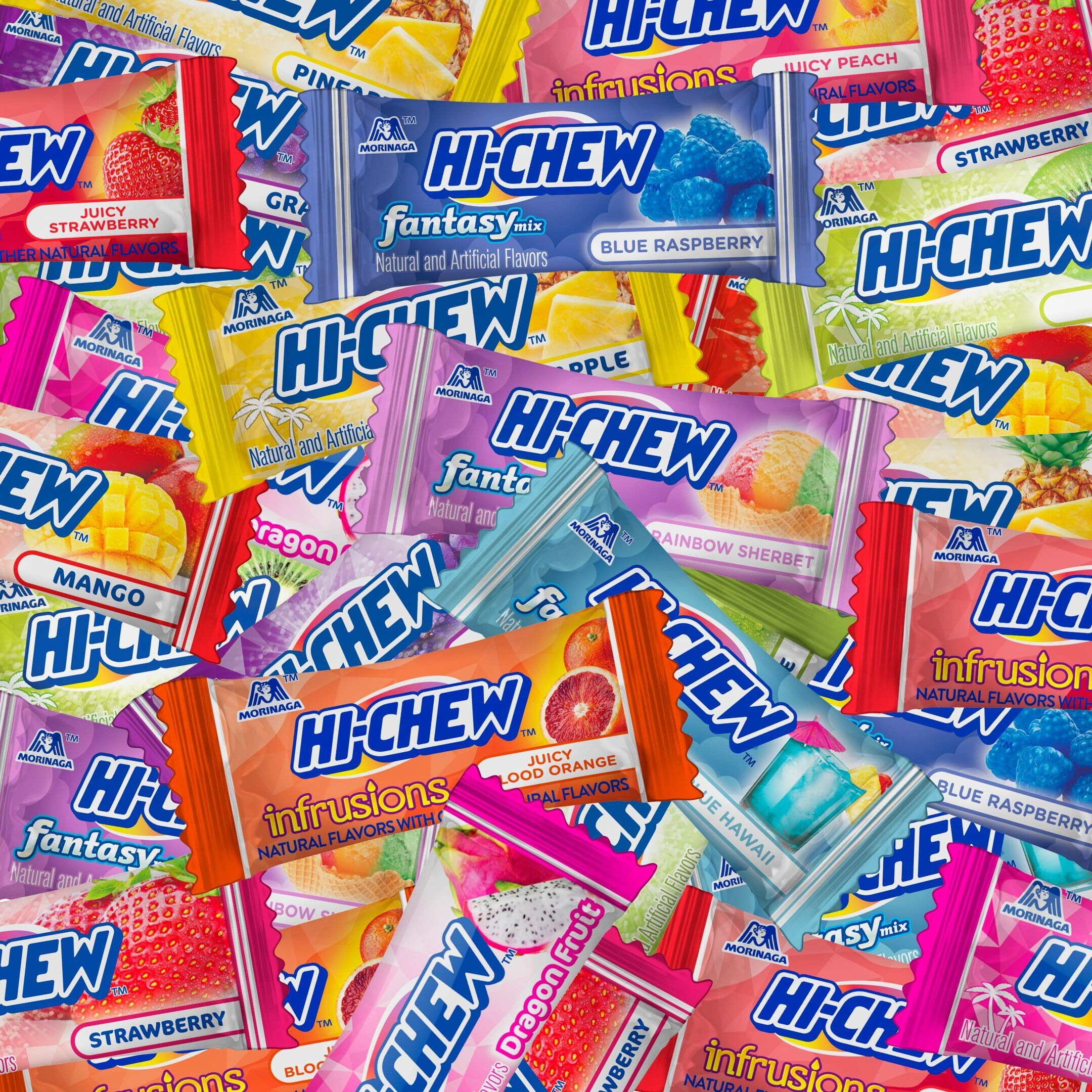 Hi-Chew Variety Mix, 4 Stand Up Pouches - 13 Flavored Bulk Candy, Sweet And Sour Chewy Candy, Unique Fun Soft - Immensely Juicy Fruity Flavors For Sharing Treats