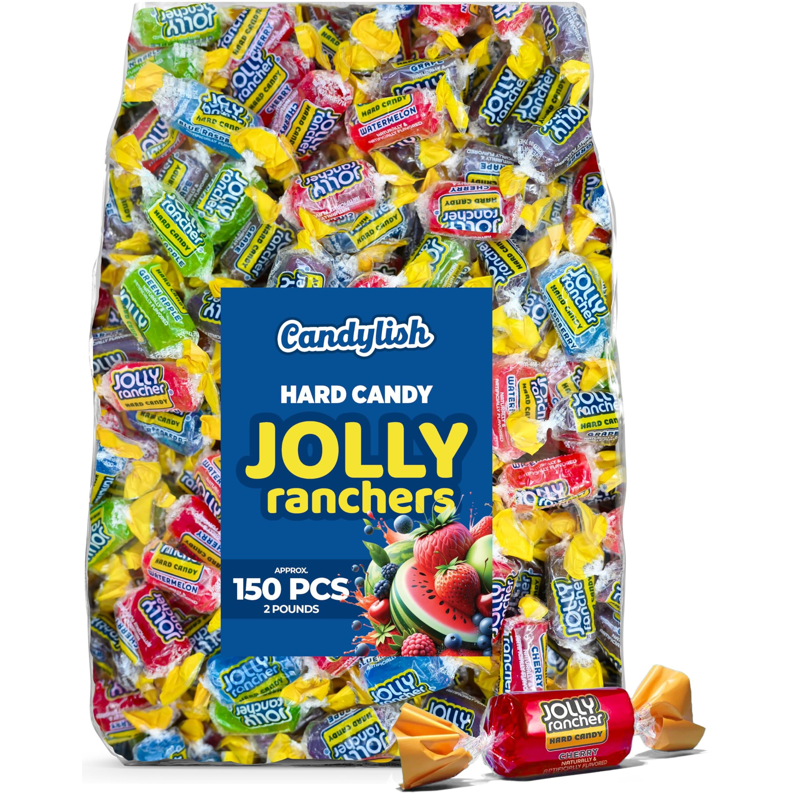 Jolly Ranchers Hard Candy Assorted - 2 Lb Bulk Bag (Approximately 150 Pieces) - Fruit-Flavored Party Treats