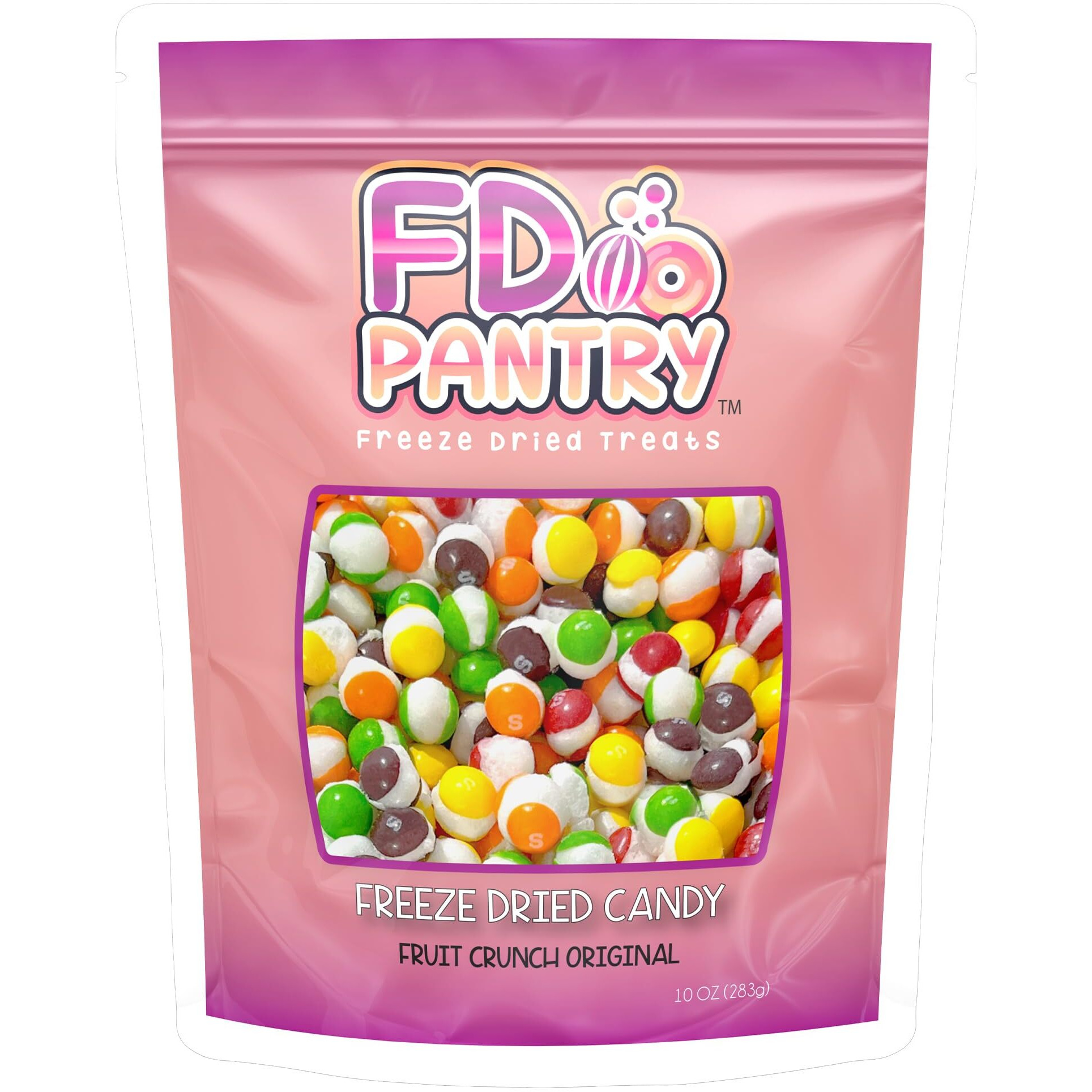 Fruit Crunch Original Rainbow Freeze-Dried Candy, 10 Oz, Assorted Fruit Flavors, Large Pouch, Ideal Gift Snack Treat