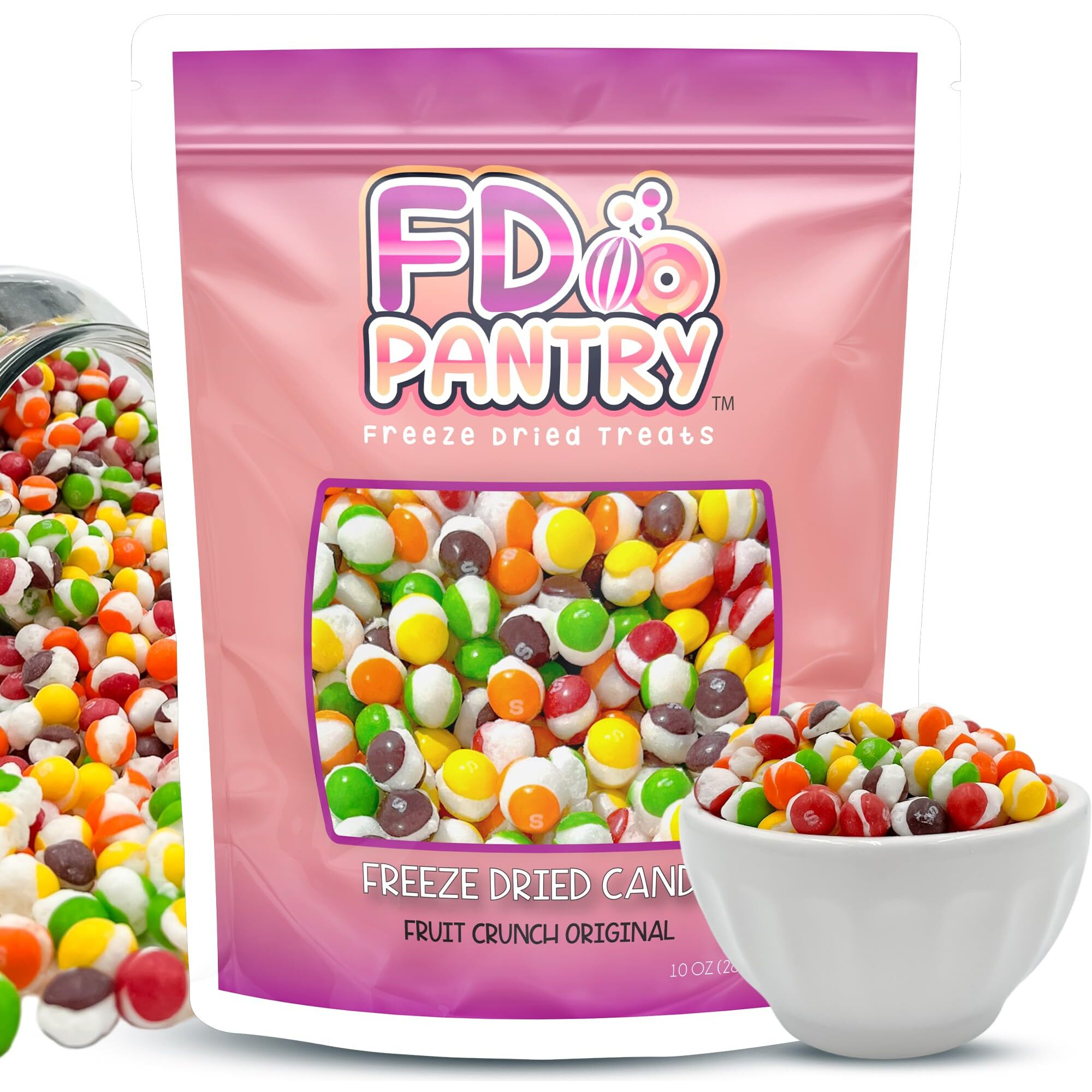 Fruit Crunch Original Rainbow Freeze-Dried Candy, 10 Oz, Assorted Fruit Flavors, Large Pouch, Ideal Gift Snack Treat