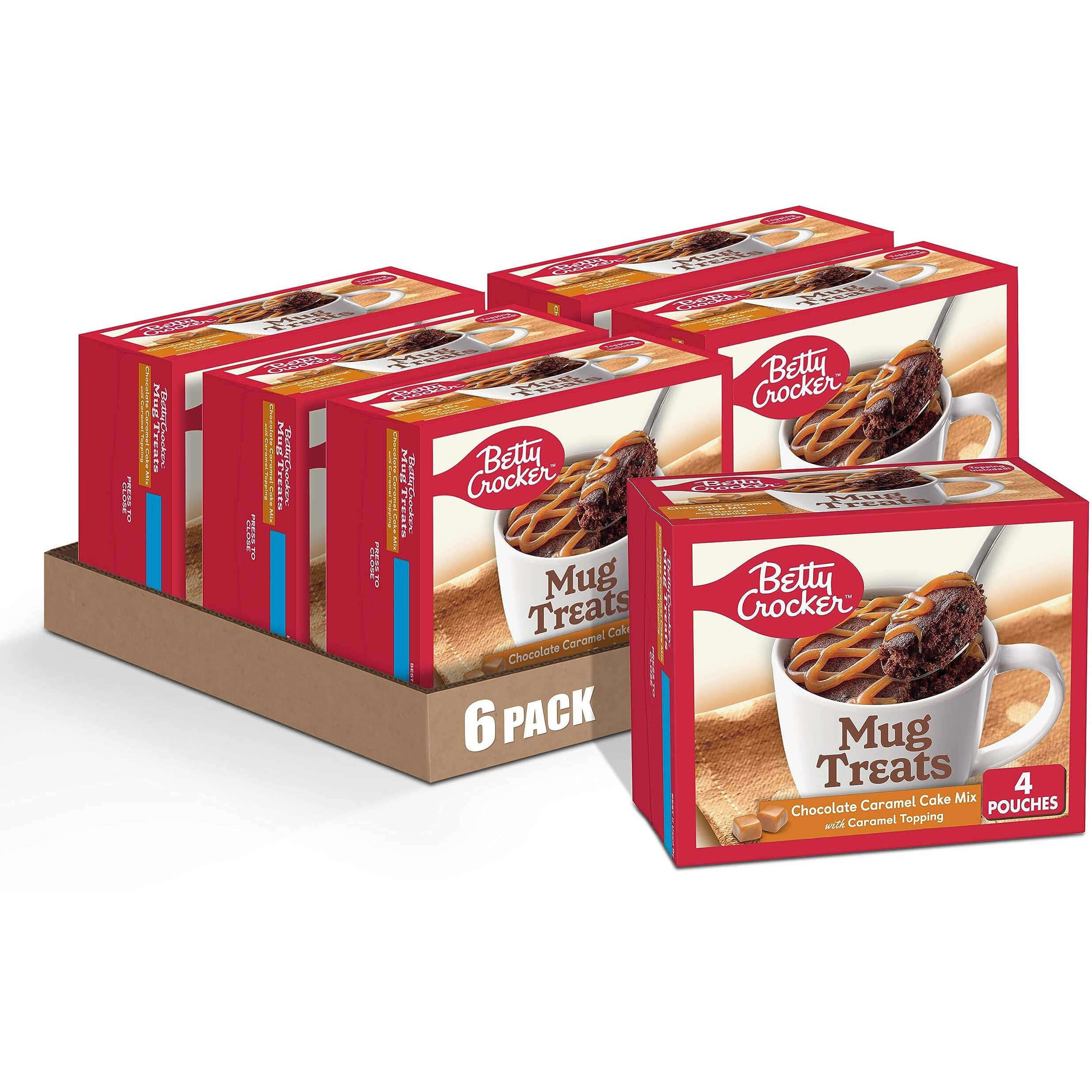 Betty Crocker Mug Treats Chocolate Caramel Cake Mix With Caramel Topping, 4 Servings, 12.5 Oz. (Pack Of 6)