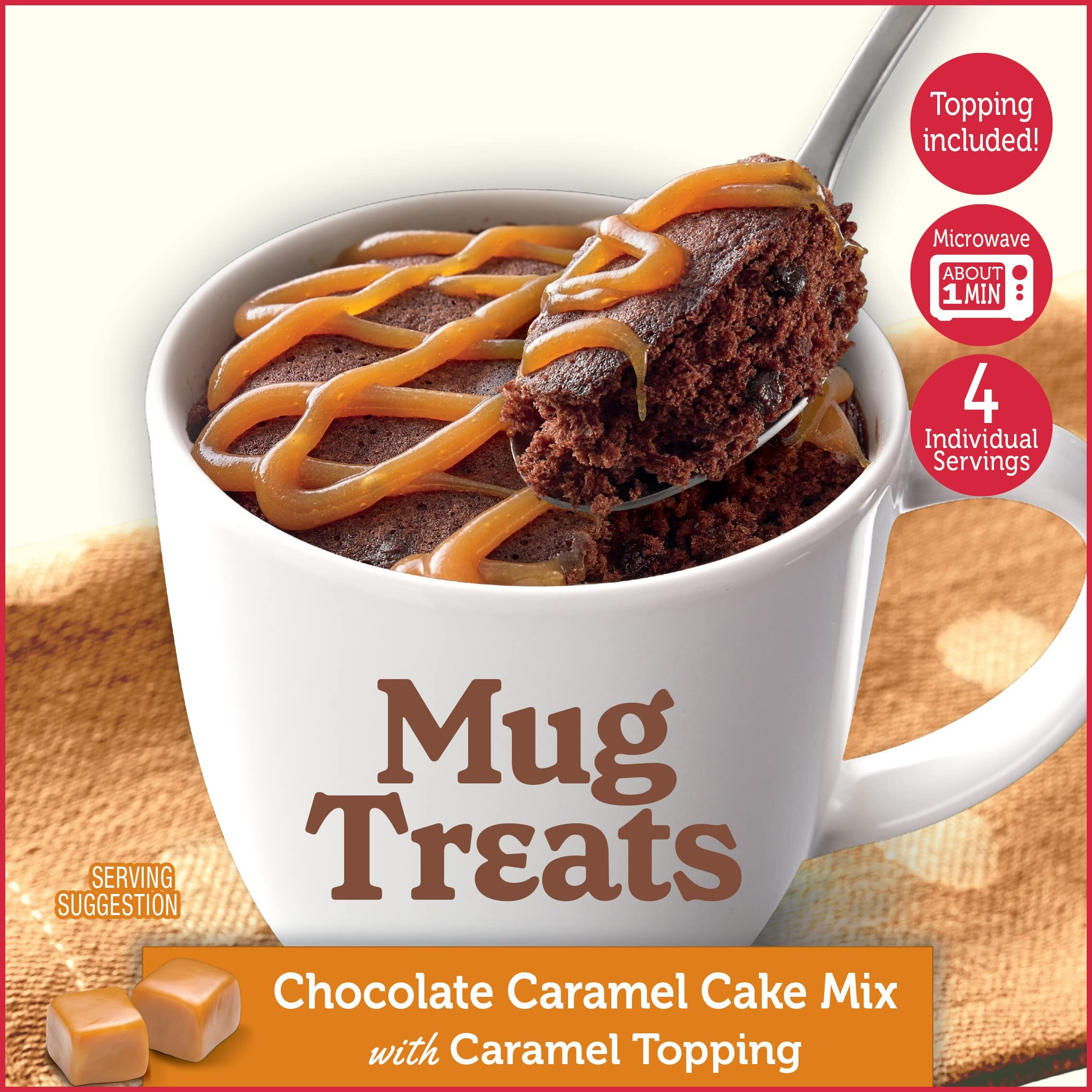 Betty Crocker Mug Treats Chocolate Caramel Cake Mix With Caramel Topping, 4 Servings, 12.5 Oz. (Pack Of 6)