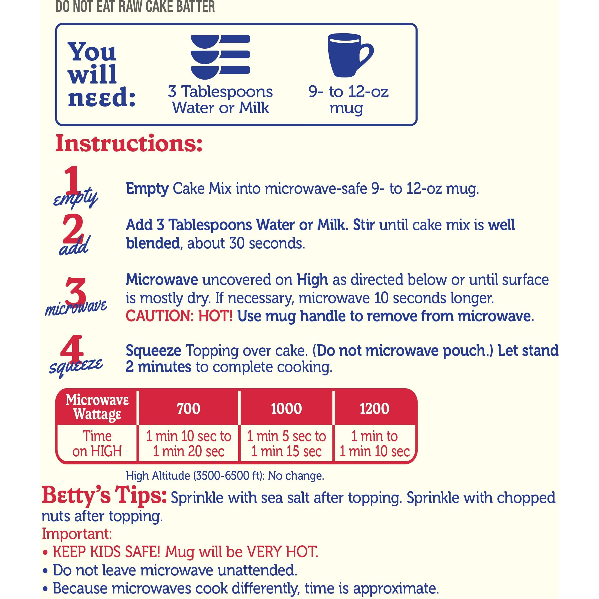 Betty Crocker Mug Treats Chocolate Caramel Cake Mix With Caramel Topping, 4 Servings, 12.5 Oz. (Pack Of 6)