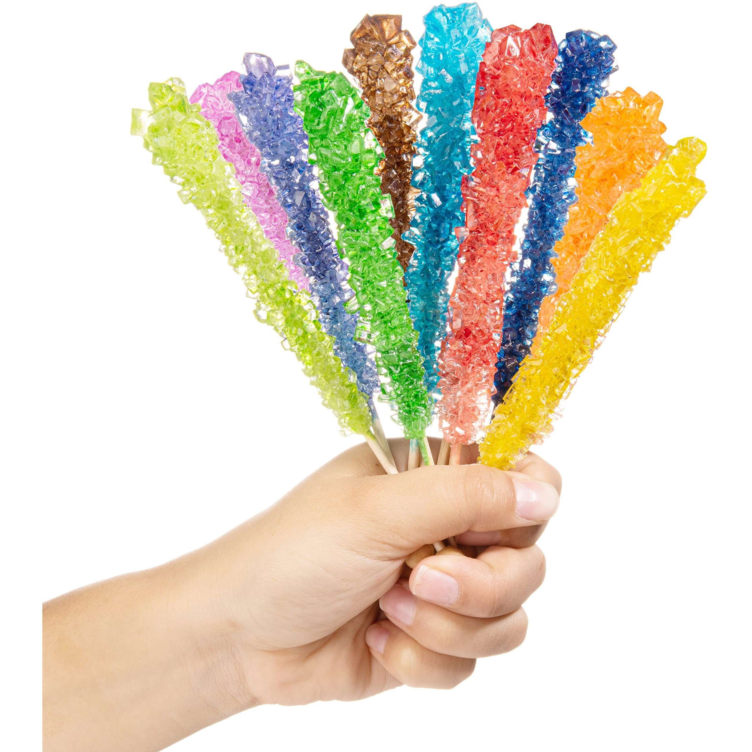 Candy Envy - Assorted Rock Candy Sugar Sticks - 24 Individually Wrapped Treats - Assorted Colors & Flavors