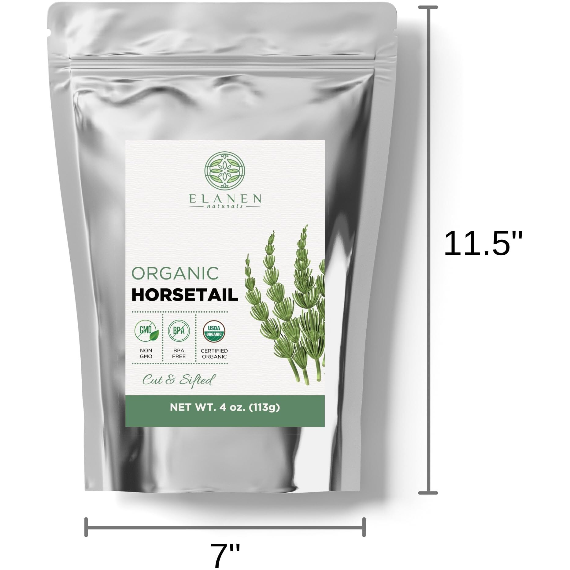 Organic Horsetail Herb 4 Oz. (113G), Usda Certified Organic Cola De Caballo Hierba, Horse Tail Plant Tea, Shave Grass Loose Leaf For Hair Growth, Cut & Sifted