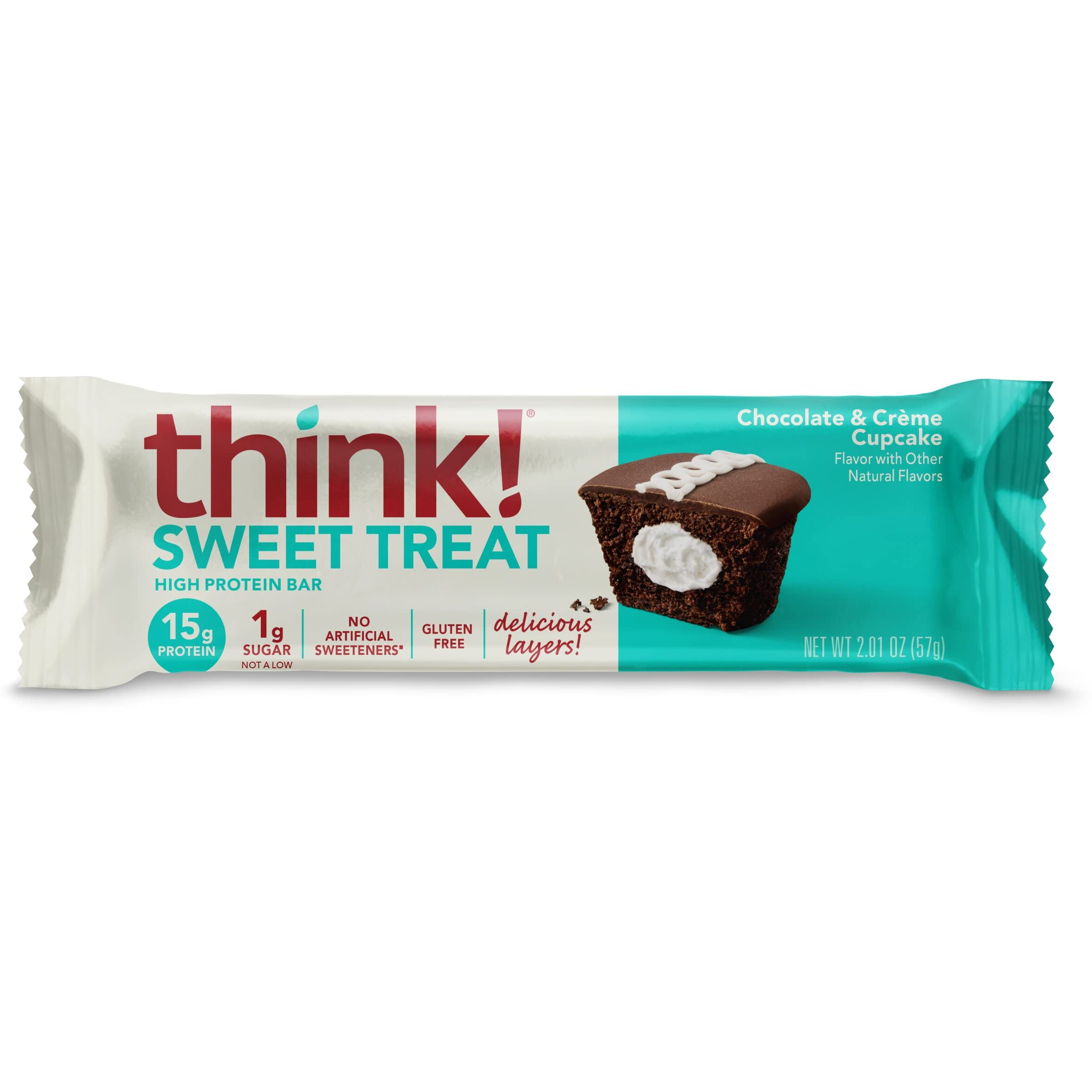 Think Protein Bars, High Protein Snacks, Gluten Free, Kosher Friendly, Sweet Treat, Chocolate & Creme Cupcake, 10 Count (Packaging May Vary)