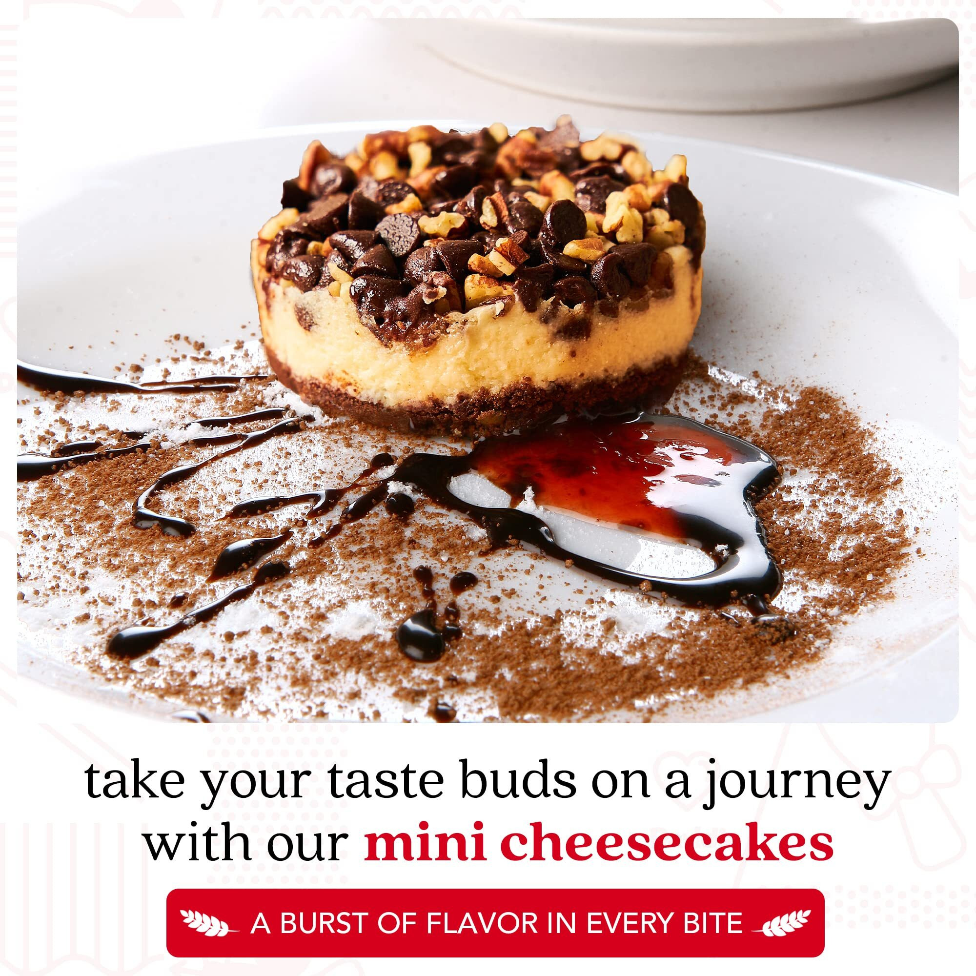 David's Cookies Turtle Chocolate Pecan Mini Cheesecakes - 6Pcs Of Gourmet Bite-Sized Treats - Decadent Crunchy Pecans Made With Only The Finest Ingredients