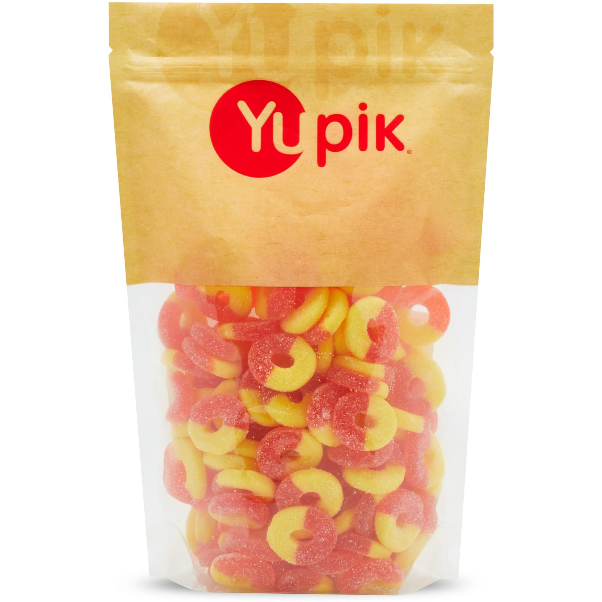 Yupik Gummy Sour Peach Rings, 2.2 Lb (35.2 Oz), Gluten-Free, Fruity Peach Flavor, Sugary Coating, Chewy Gummies, Fun Treat, Sweet Candy, Delicious Snack, Ideal For Gifting, Holidays & Baking