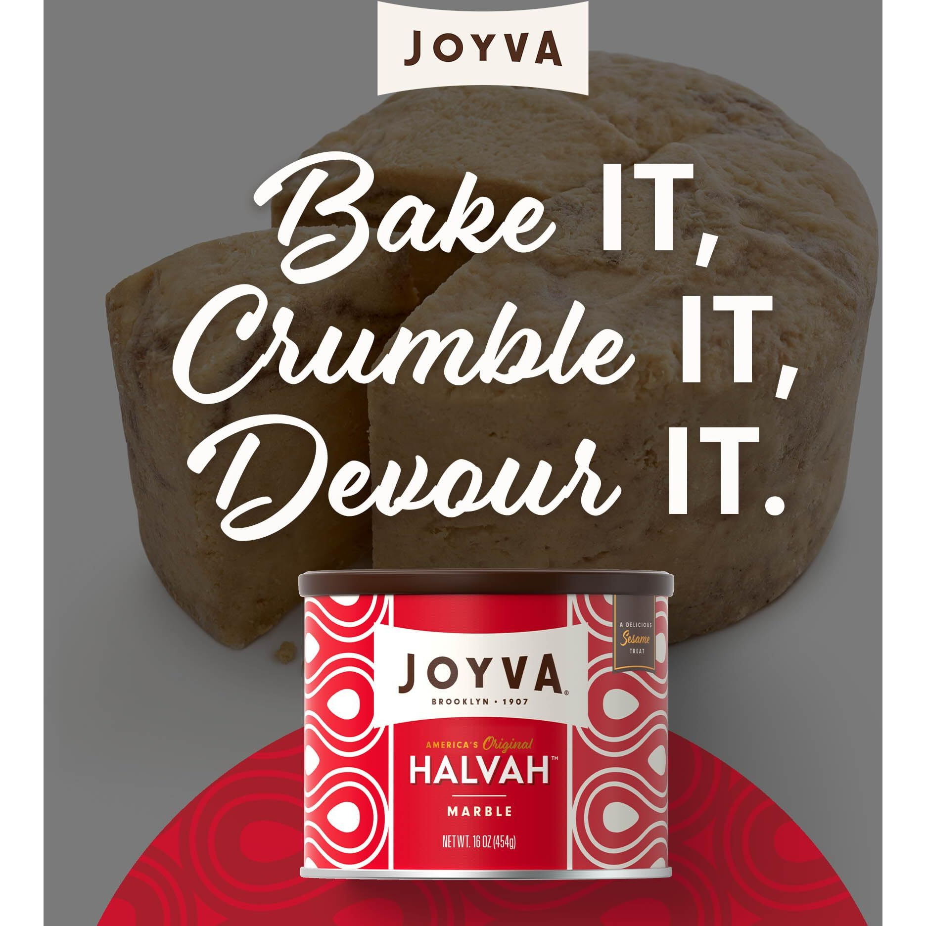 Joyva Halvah - Marble, 16Oz | A Delicious Sesame Treat | Dairy Free, Gluten-Free & Kosher Parve | Handcrafted In Brooklyn| Pack Of 1
