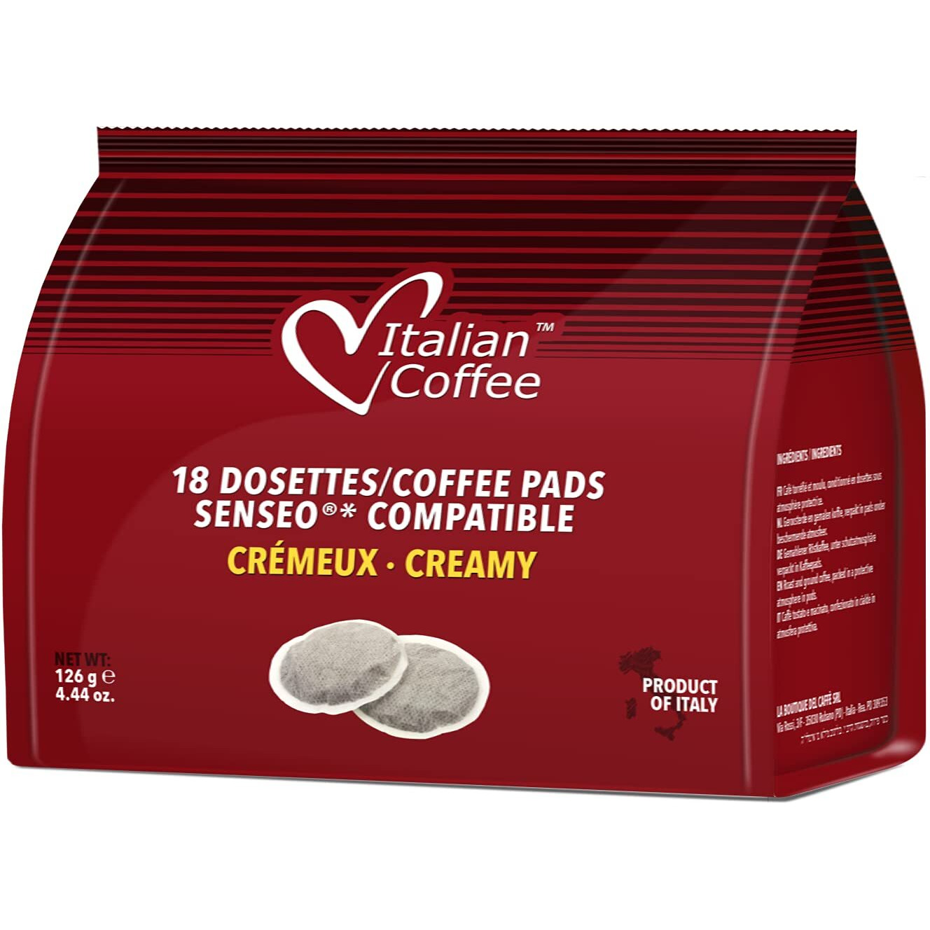 Italian Coffee For Espresso Lovers Italian Coffee Pads Compatible With Senseo (Creamy, 180 Pads)