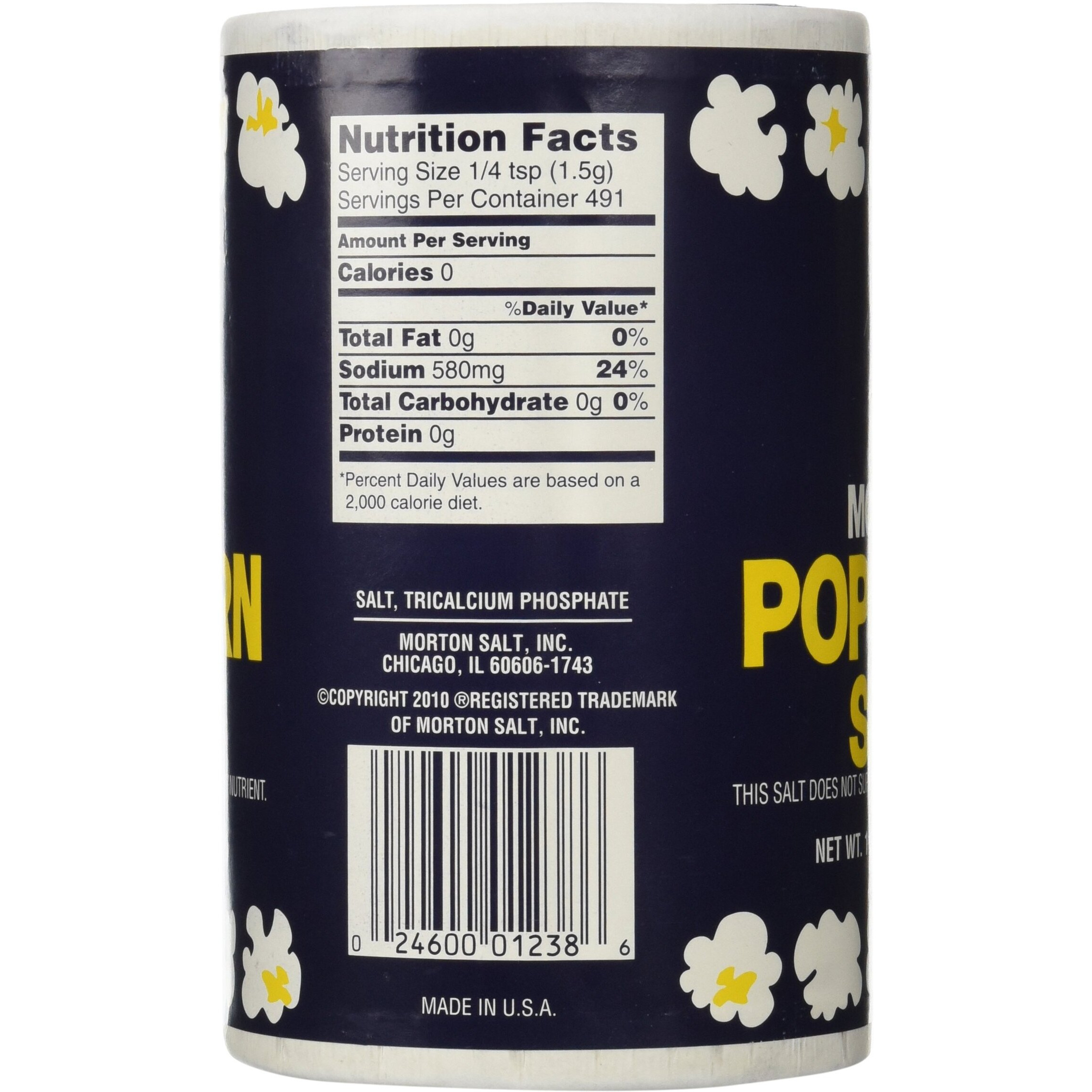 1Lb 10Oz Morton Popcorn Salt For Green Salad, Corn On The Cob, French Fries, Nuts