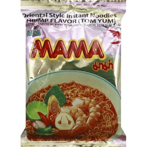 Mama Noodles Shrimp Tom Yum Instant Noodles With Delicious Thai Flavors, Hot & Spicy Noodles W/Shrimp Tom Yum Soup Base, No Trans Fat W/Fewer Calories Than Deep Fried Noodles 30 Pack