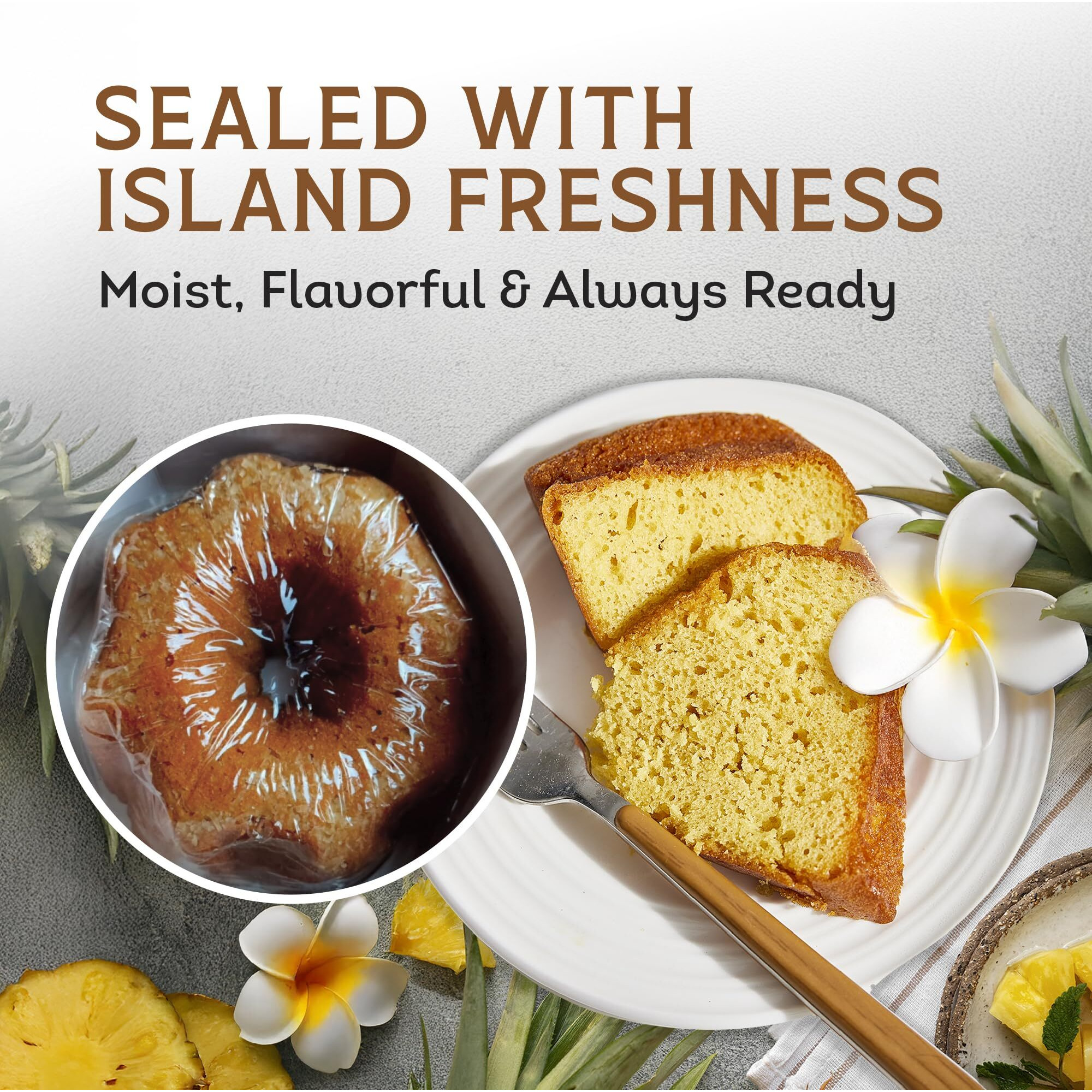 Tortuga Hawaiian Pineapple Rum Cake - 4 Oz Pineapple Rum Cakes - The Perfect Premium Gourmet Gift For Stocking Stuffers, Gift Baskets, And Christmas Gifts - Great Snack Cakes For Delivery