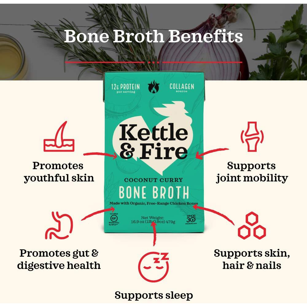 Kettle & Fire Coconut Curry Chicken Bone Broth, 16.9 Oz, Packaging May Vary