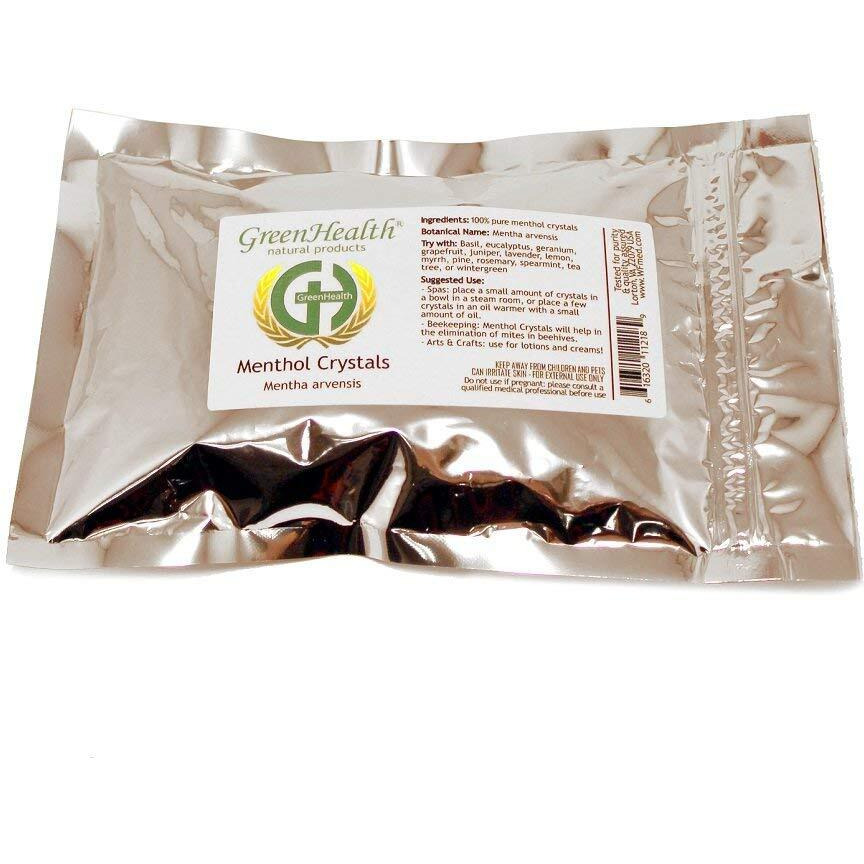 Greenhealth Menthol Crystals 4 Oz - 100% Natural | Strong Mint Scent For Aromatherapy, Diffusers, Diy Wax Melts, Soaps | Food-Grade Aluminum Bag