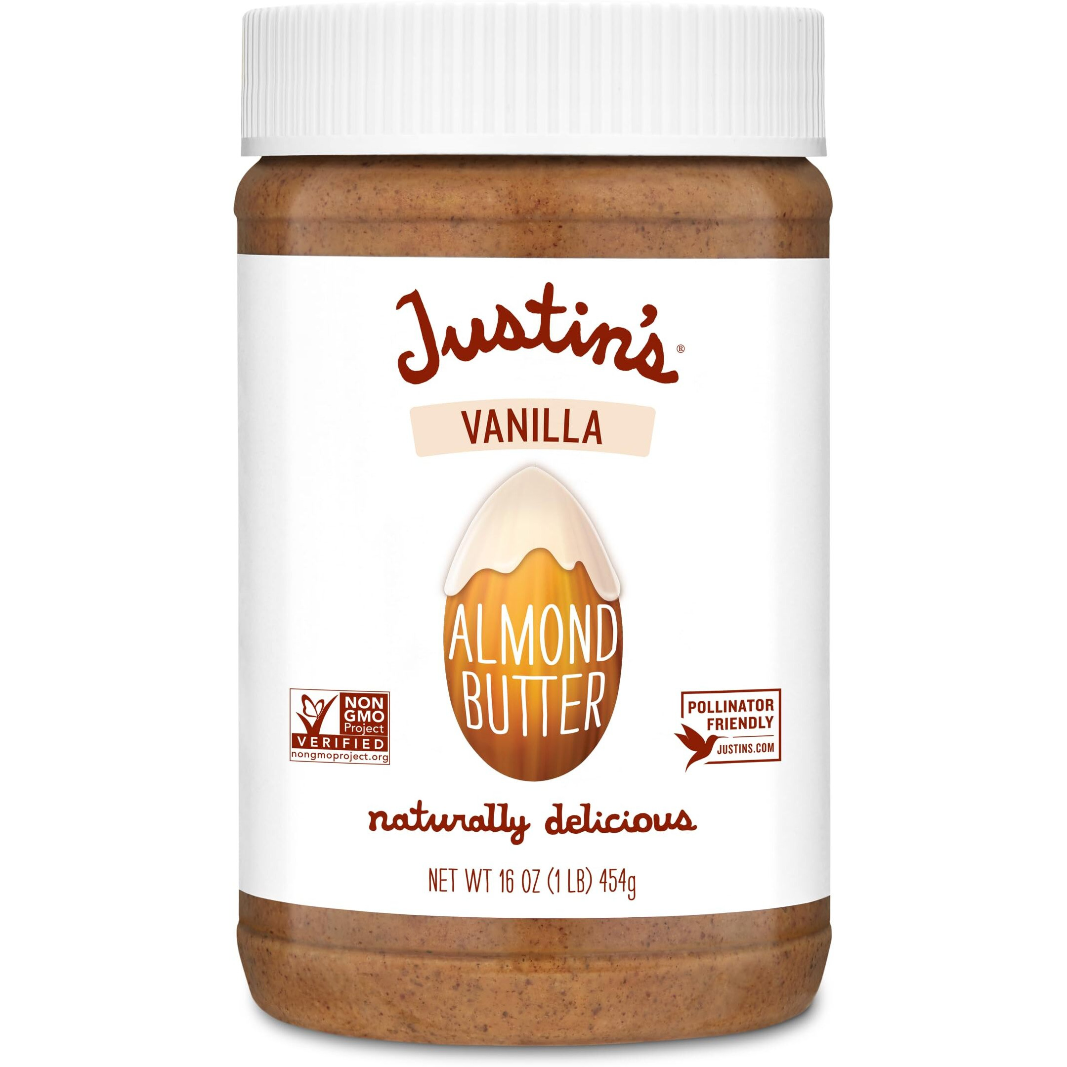 Justin's Vanilla Almond Butter, Gluten-Free, Non-Gmo, Vegan, Sustainably Sourced, 16 Ounce Jar