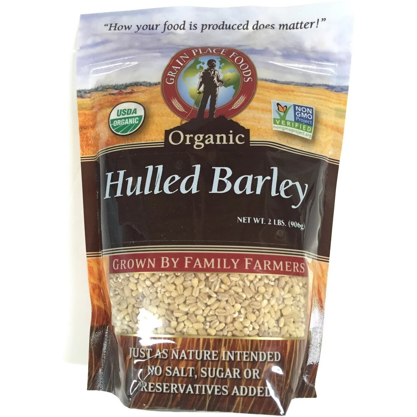 Grain Place Foods | Non-Gmo Organic Hulled Barley | Made In The Usa | 2 Lb Bag